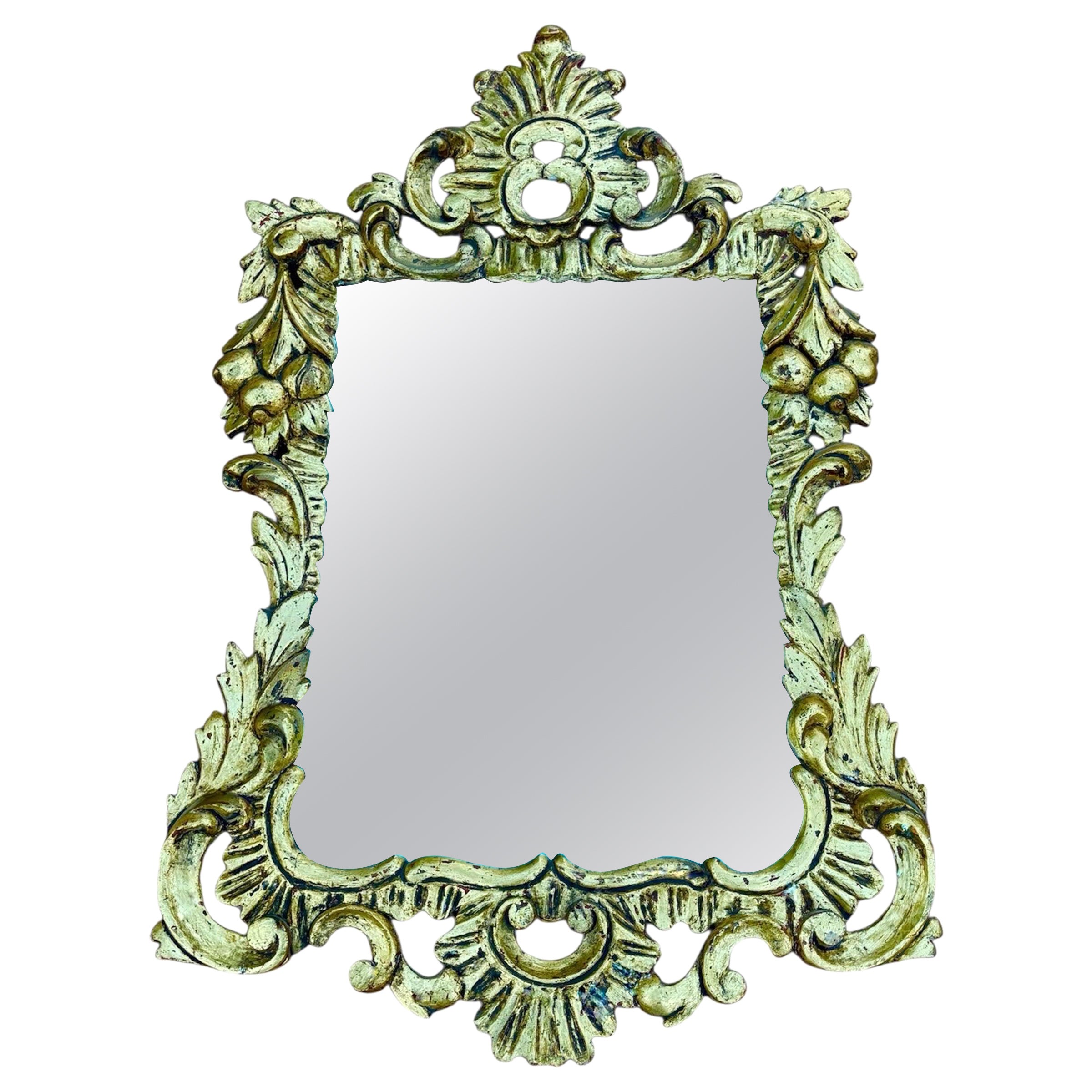 Gilt Plaster Wall Mirror in Baroque Style, Mid-20th Century For Sale