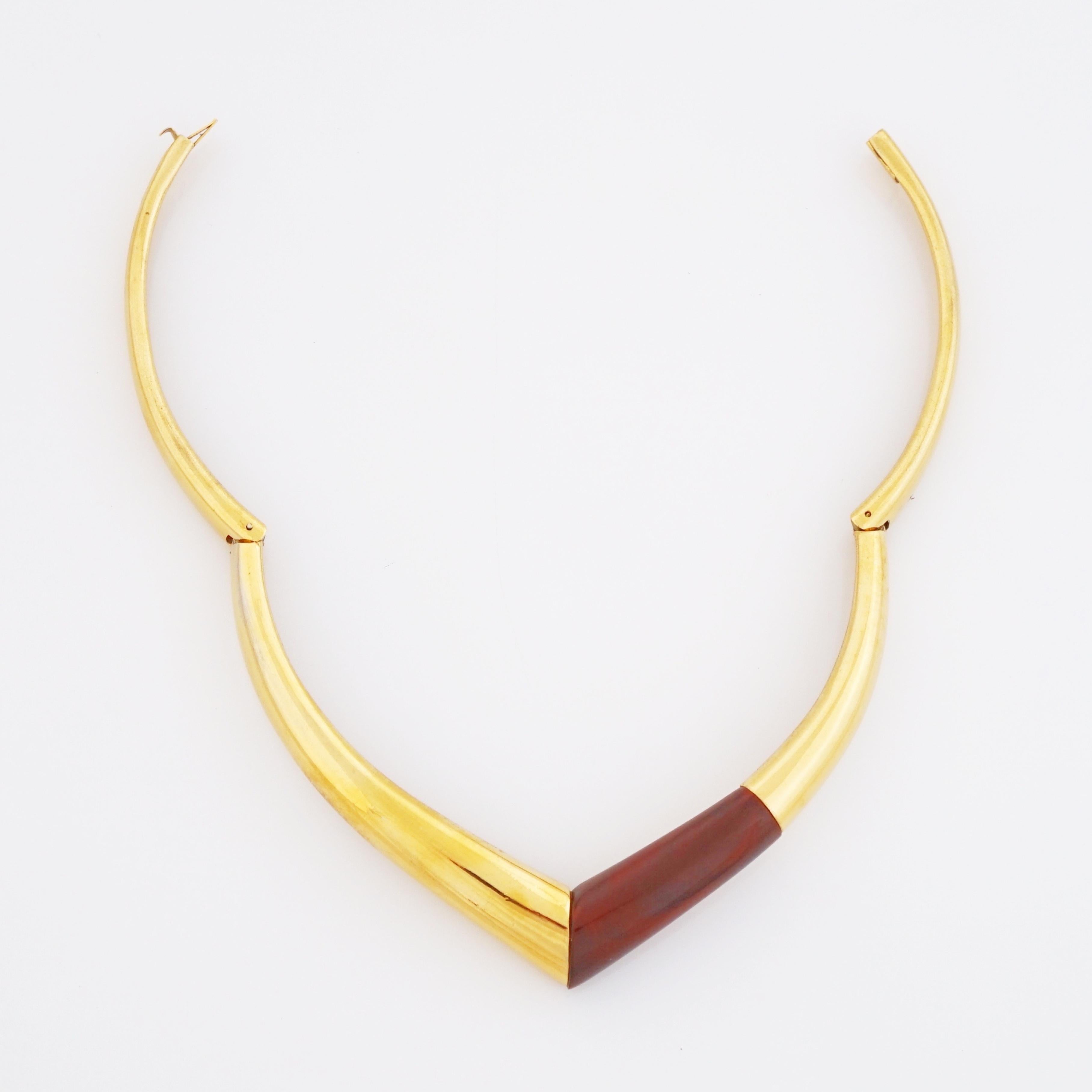 Vergoldete, spitze Choker-Halskette mit Schildpatt-Akzent von Givenchy, 1970er Jahre (Moderne) im Angebot