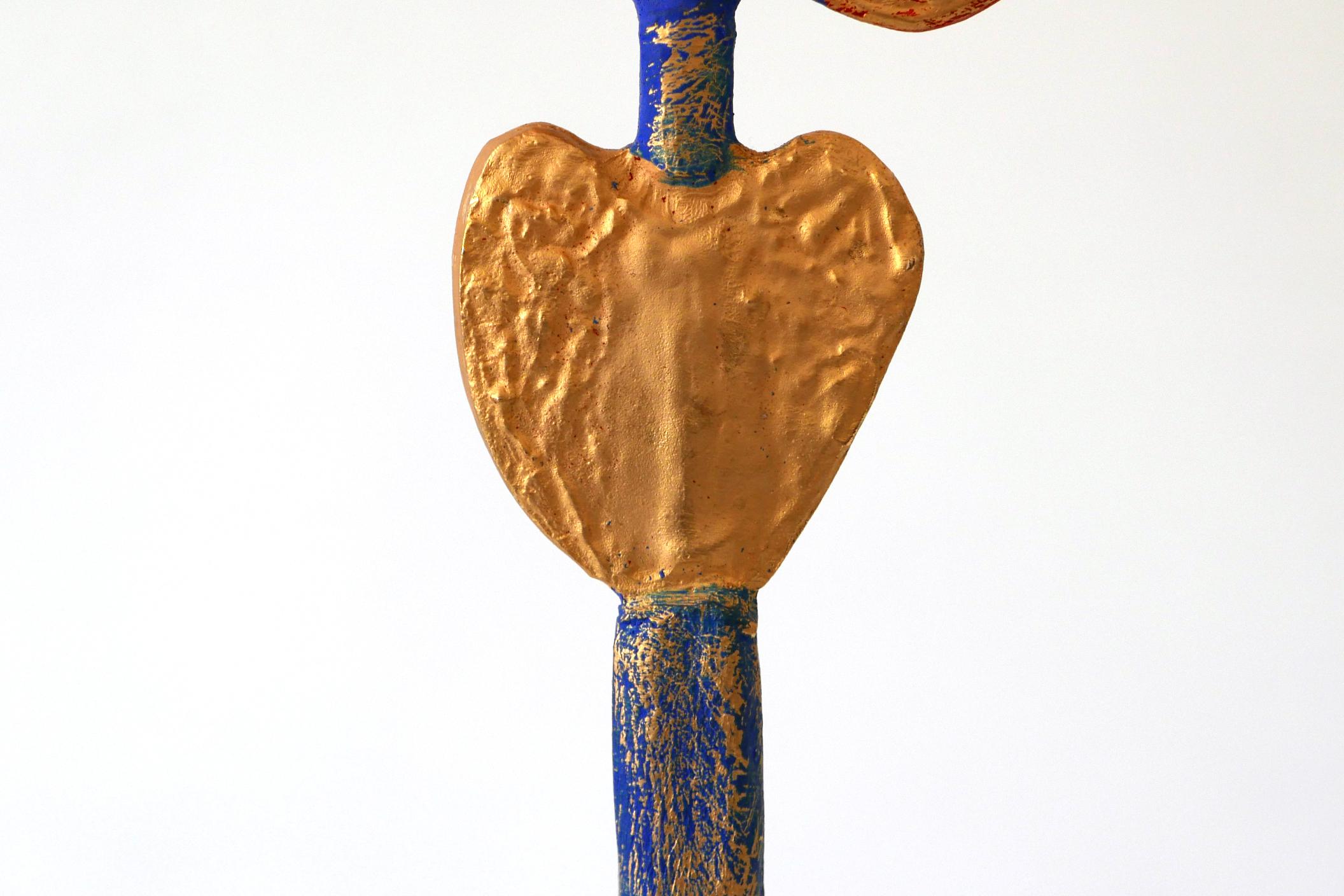 Gilt and Polychrome Bronze Dove Candlestick by Pierre Casenove, 1980s, France For Sale 2