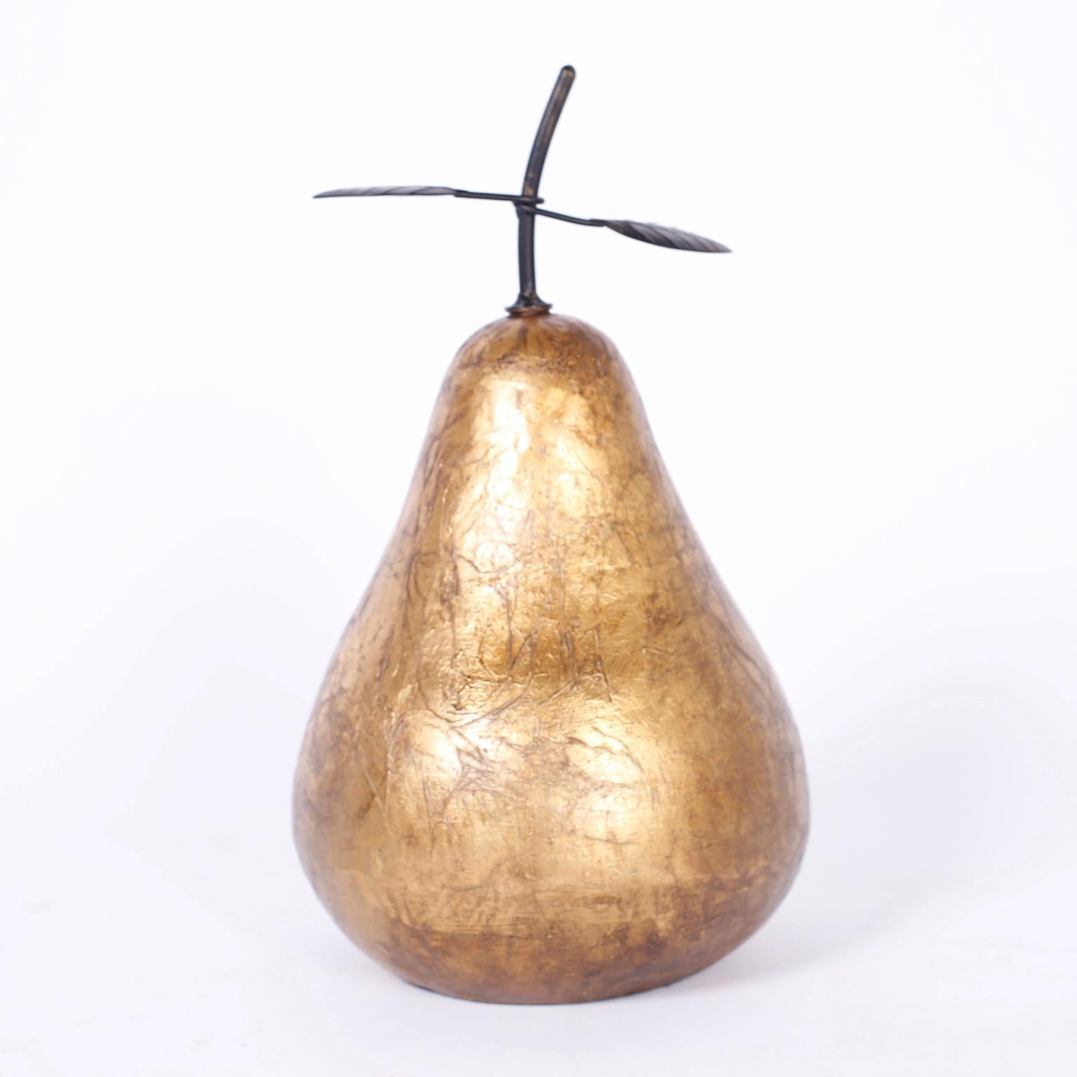 20th Century Gilt Porcelain Apple and Pear For Sale