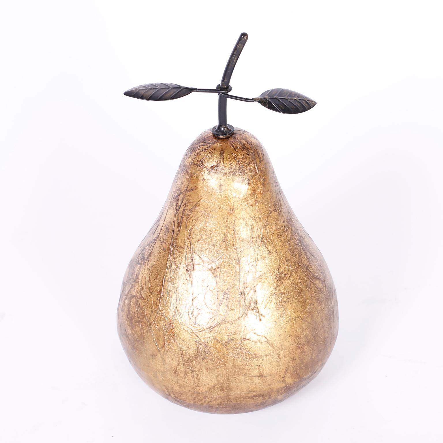 Gilt Porcelain Apple and Pear In Good Condition For Sale In Palm Beach, FL