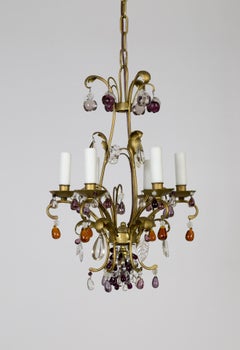 Gilt Purple & Amber Crystal Fruit Chandelier