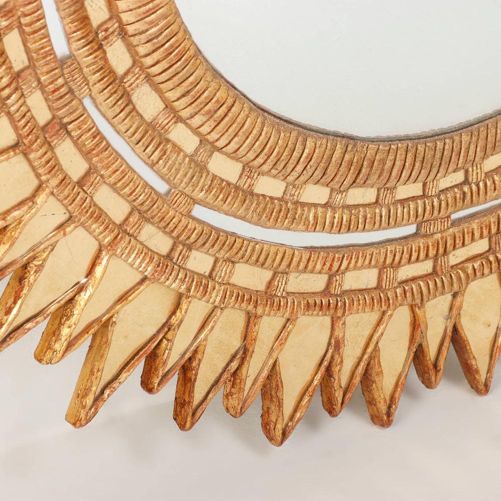 Argentine Gilt Resin Starburst Mirror. For Sale