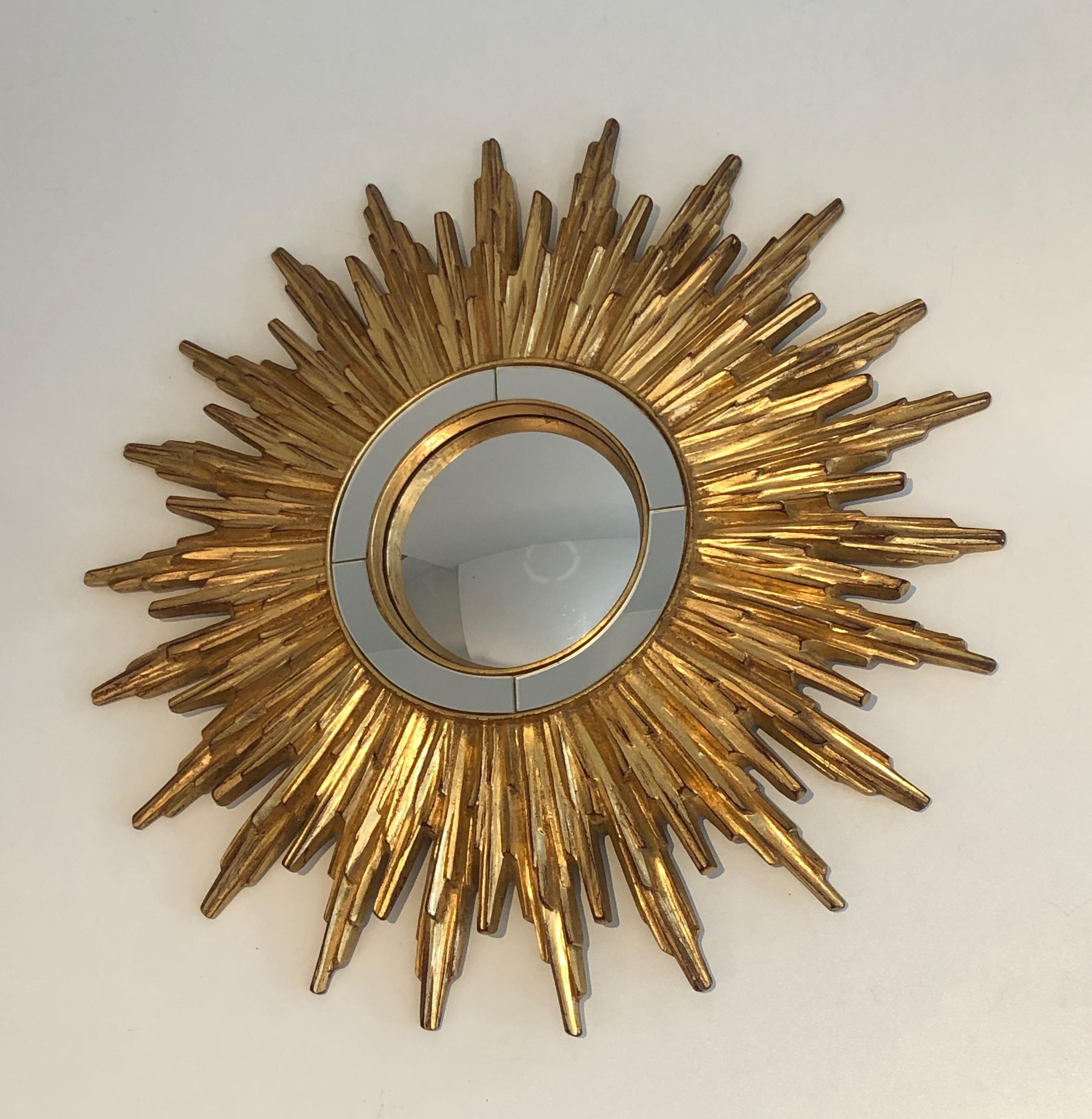 Mid-Century Modern Gilt Resin Sunburst Mirror, French, Circa 1970
