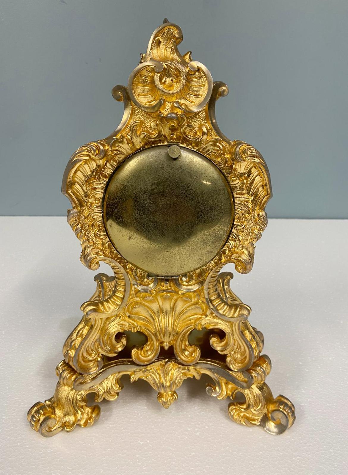 Giltwood Gilt Rococo Mantel Clock Dupont de Paris French 1850 For Sale