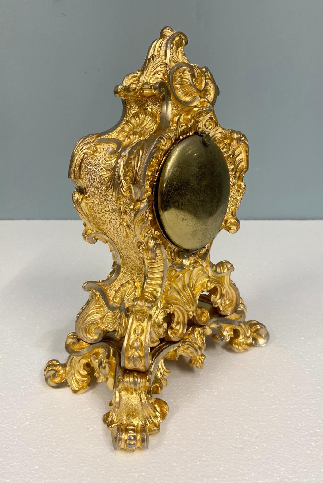 Gilt Rococo Mantel Clock Dupont de Paris French 1850 For Sale 1