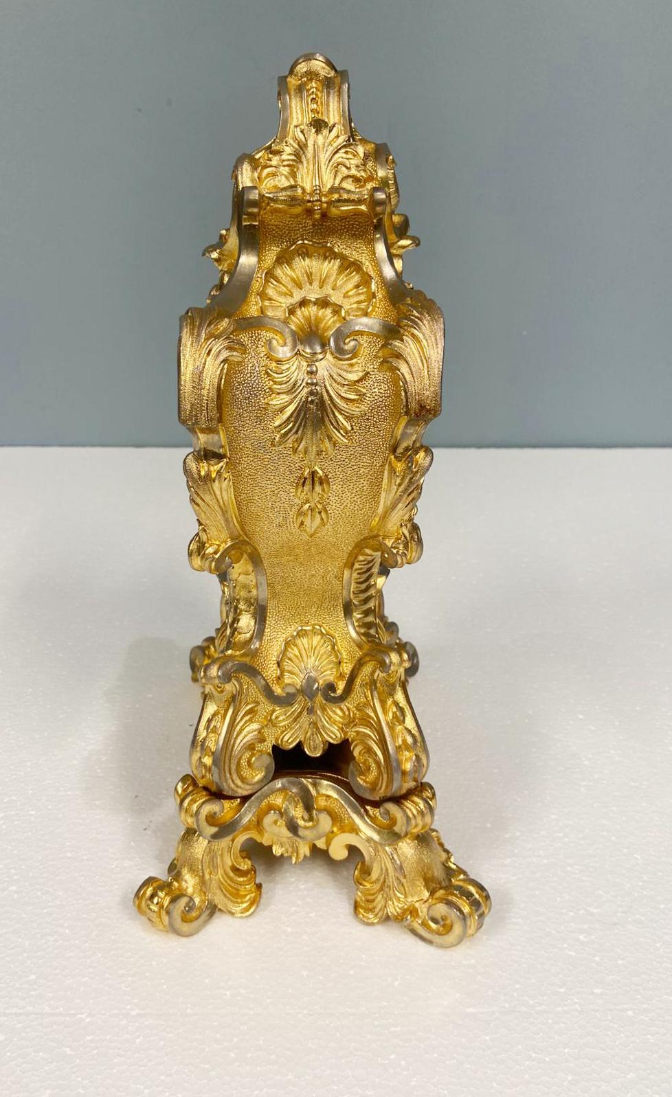 Gilt Rococo Mantel Clock Dupont de Paris French 1850 For Sale 2