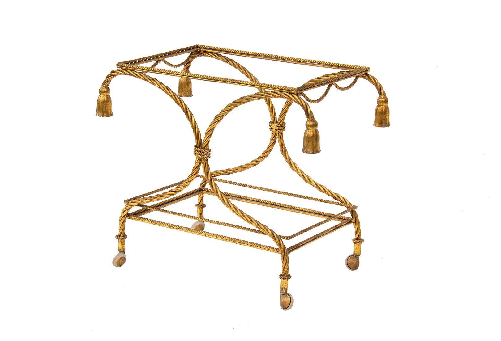 Italian Gilt Rope and Tassel Bar Cart