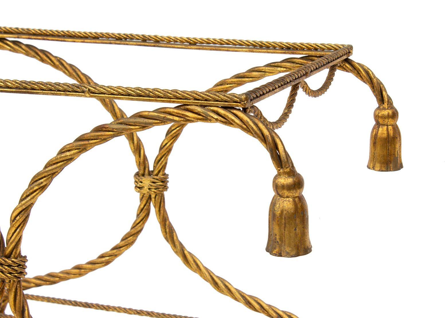 Gilt Rope and Tassel Bar Cart In Good Condition In Grand Rapids, MI