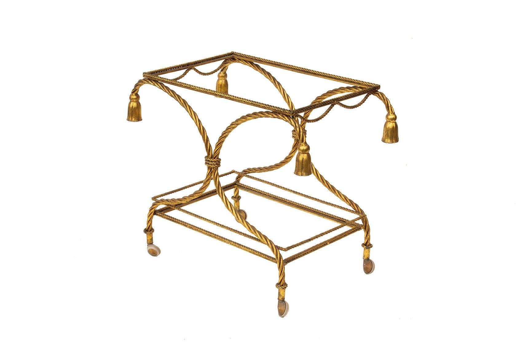Gilt Rope and Tassel Bar Cart 1