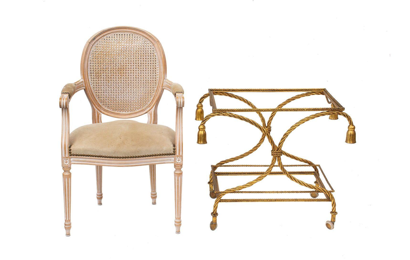 Gilt Rope and Tassel Bar Cart 2