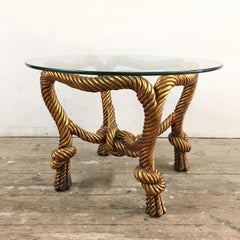 Gilt Rope Detail Glass Table