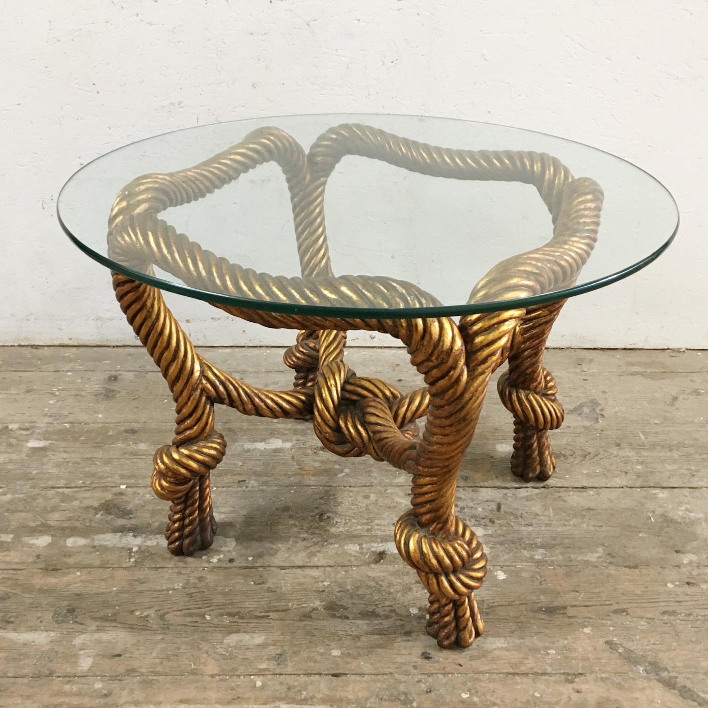 Gilt Rope Detail Glass Table 1
