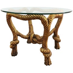 Gilt Rope Detail Glass Table