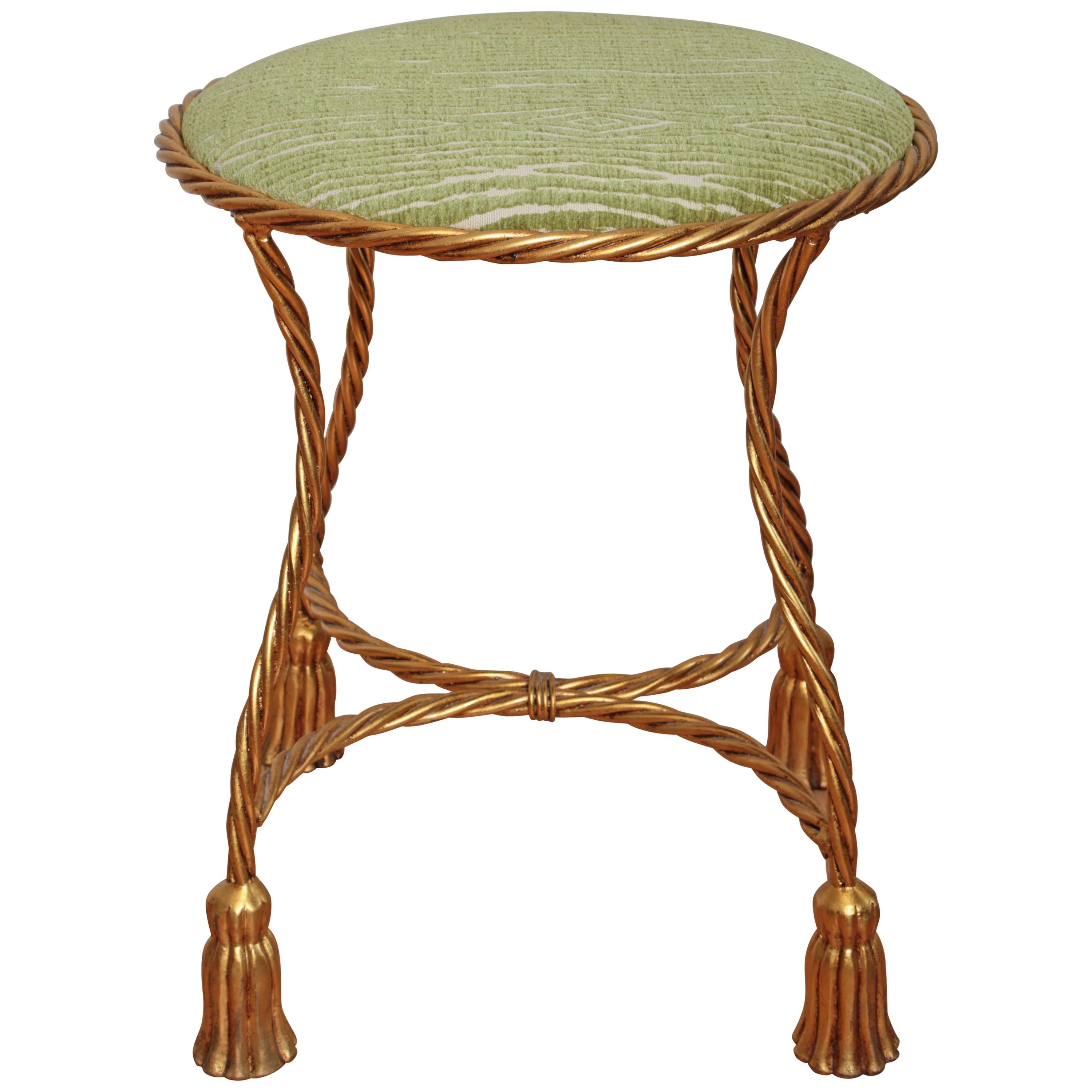 Gilt Rope and Tassel Vanity Stool