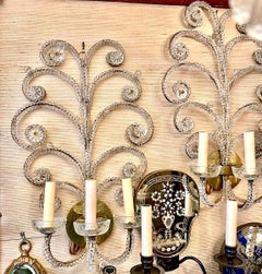 Gilt Sconces with Crystal Beads