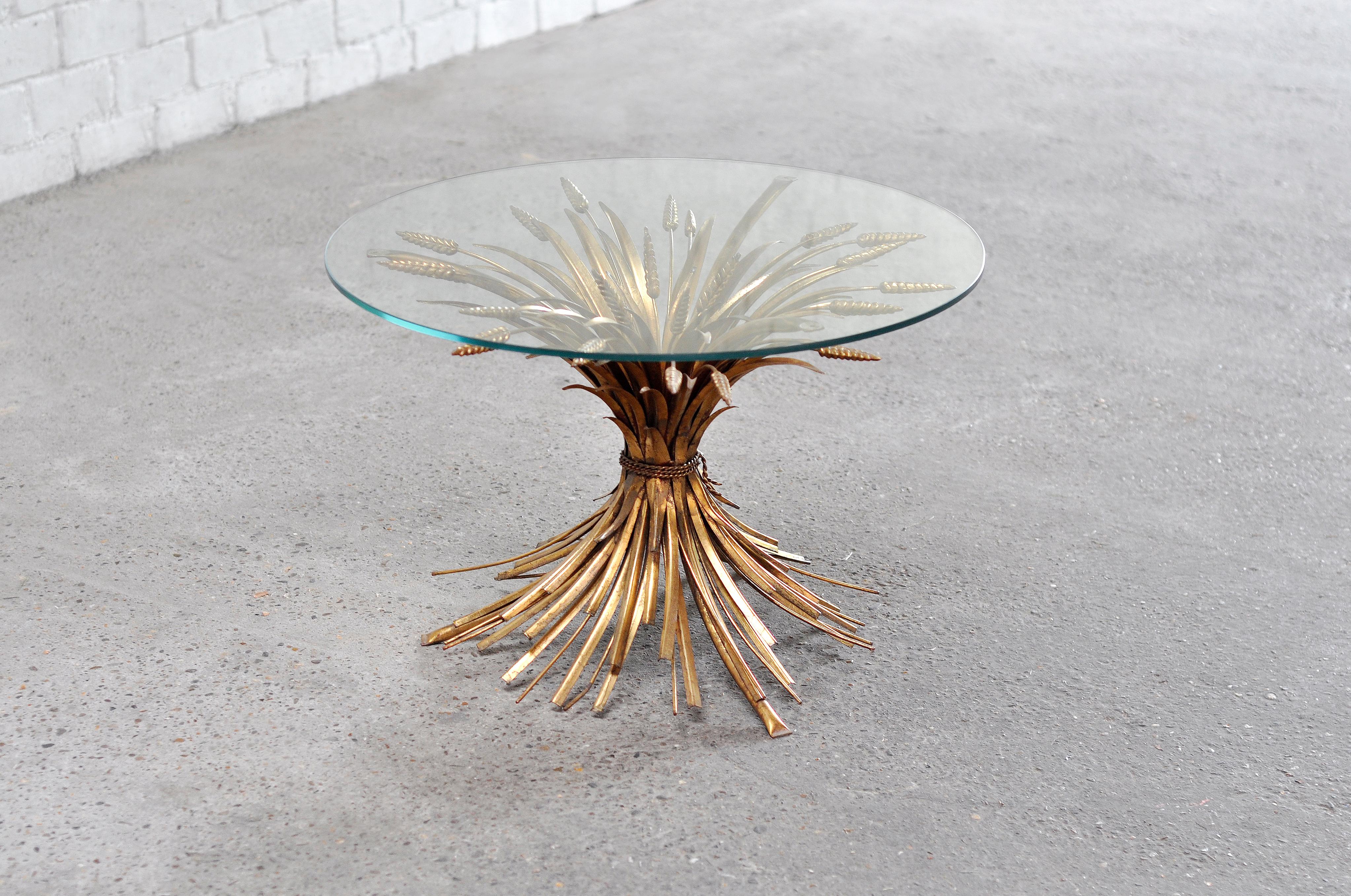 French Gilt Sheaf of Wheat Coffee Table in the Style of Coco Chanel, 1960s For Sale