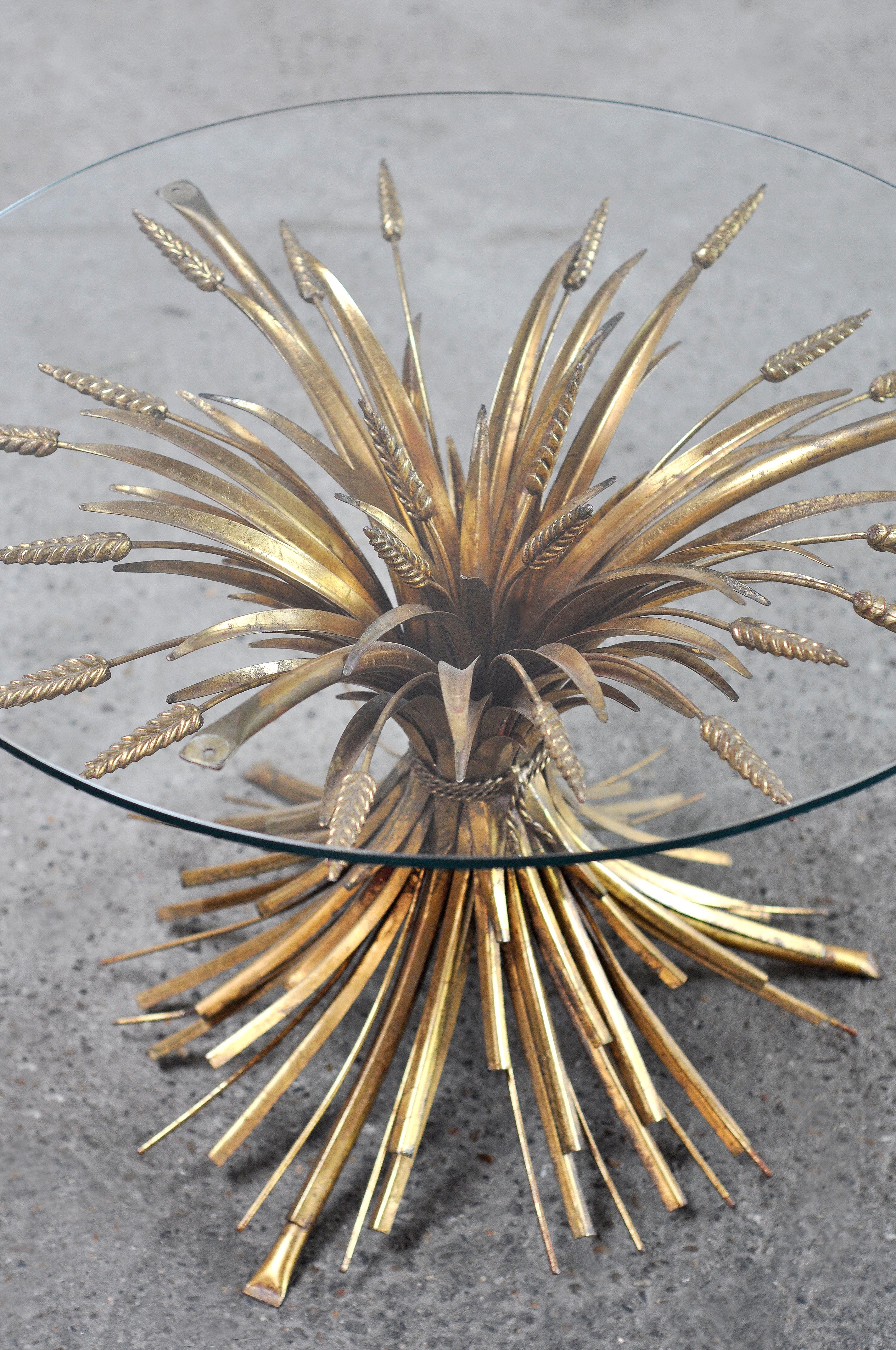 Mid-20th Century Gilt Sheaf of Wheat Coffee Table in the Style of Coco Chanel, 1960s For Sale