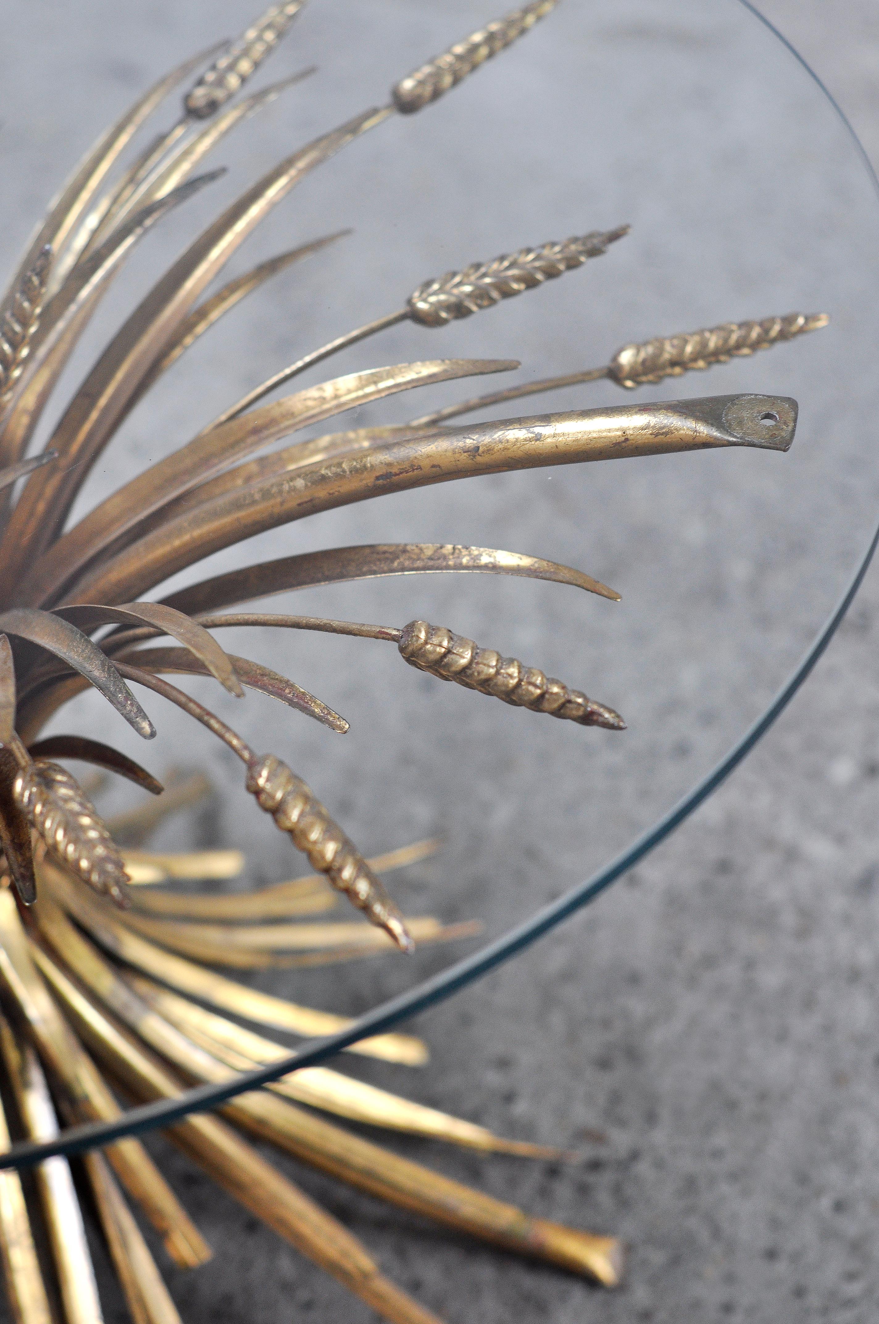 Brass Gilt Sheaf of Wheat Coffee Table in the Style of Coco Chanel, 1960s For Sale