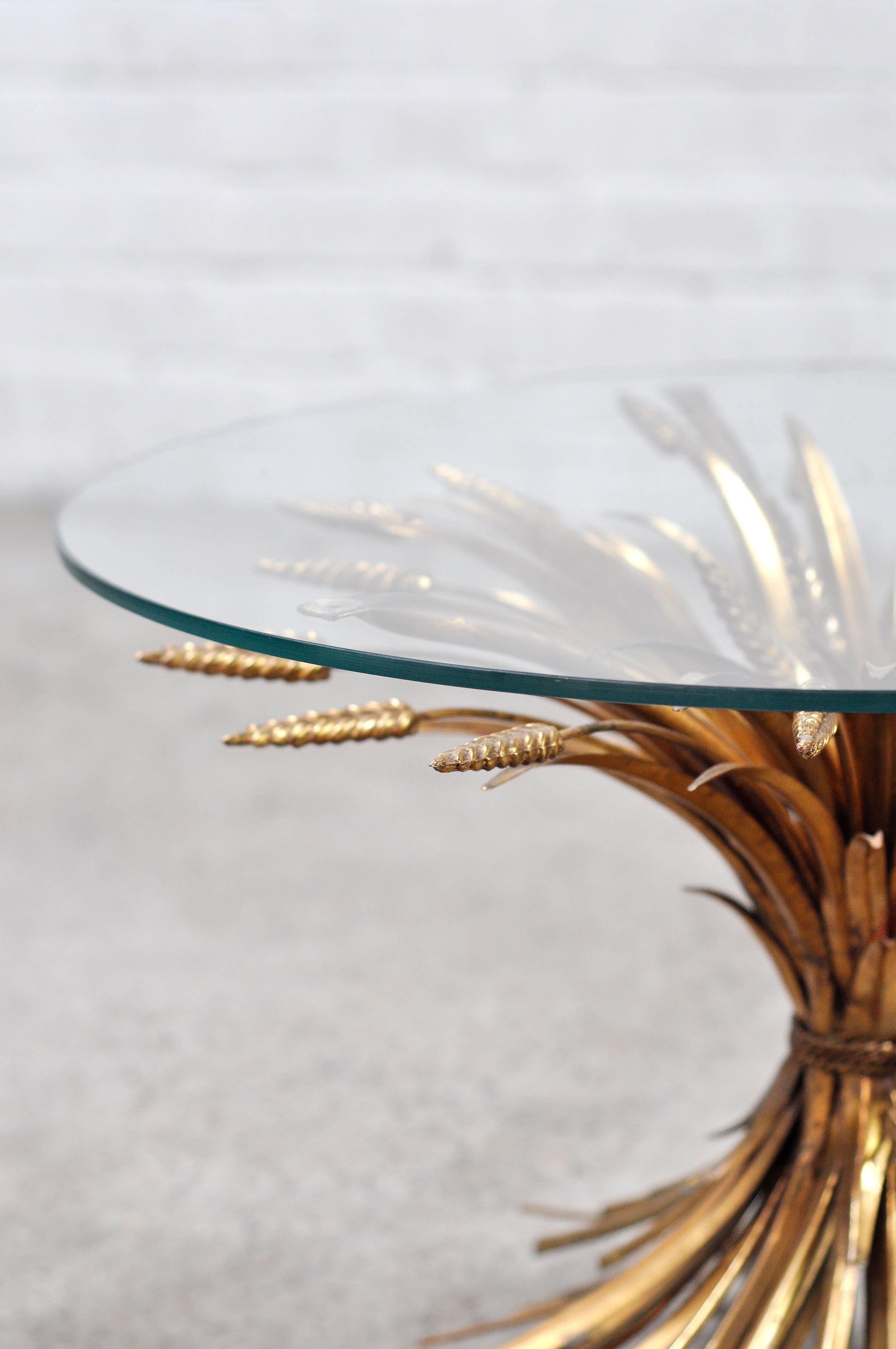 Gilt Sheaf of Wheat Coffee Table in the Style of Coco Chanel, 1960s For Sale 1
