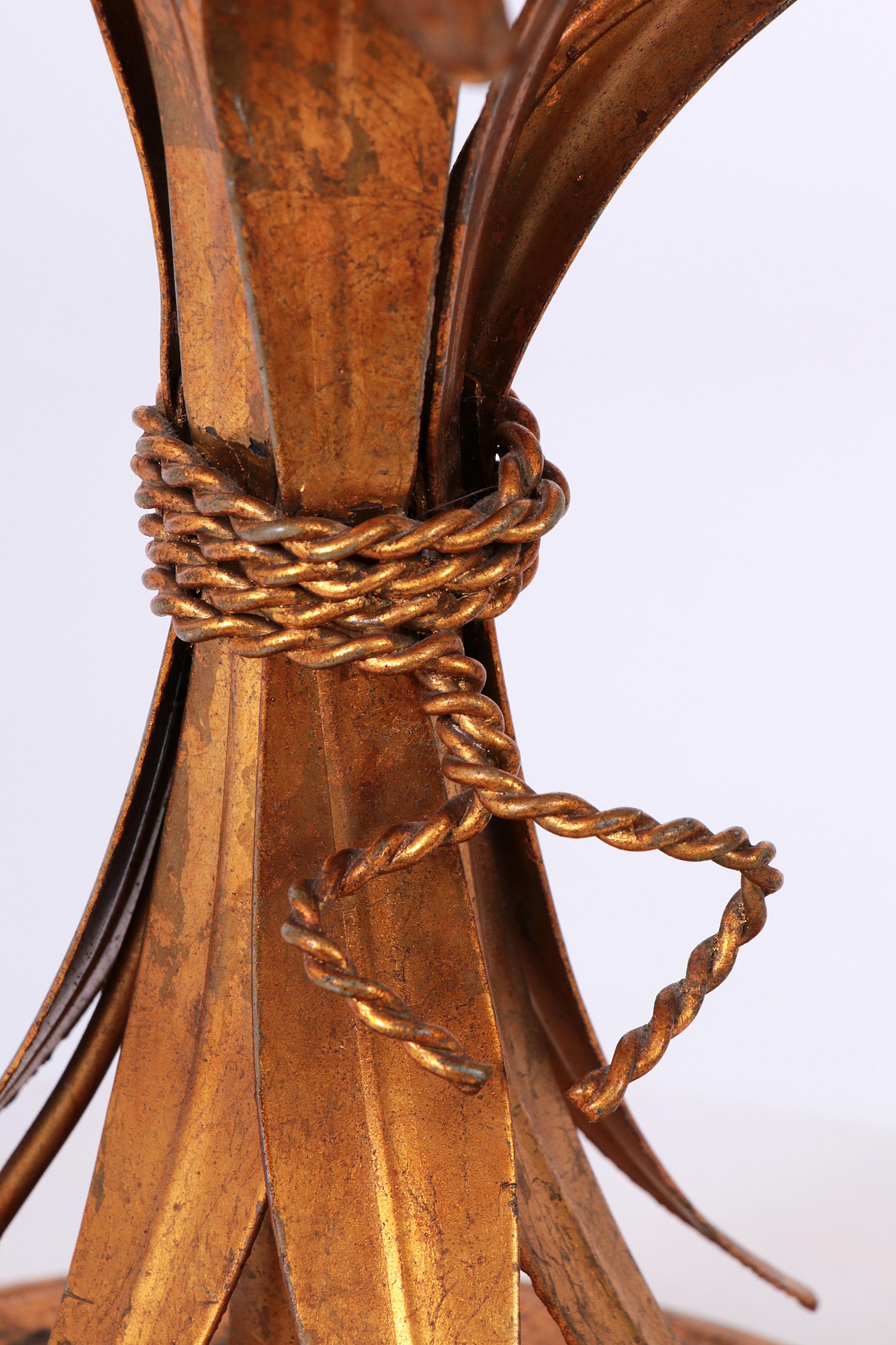 Gilt ‘Sheaf of Wheat’ Table Light, Florentine Table Lamp by Hans Kögl, 1960s For Sale 5
