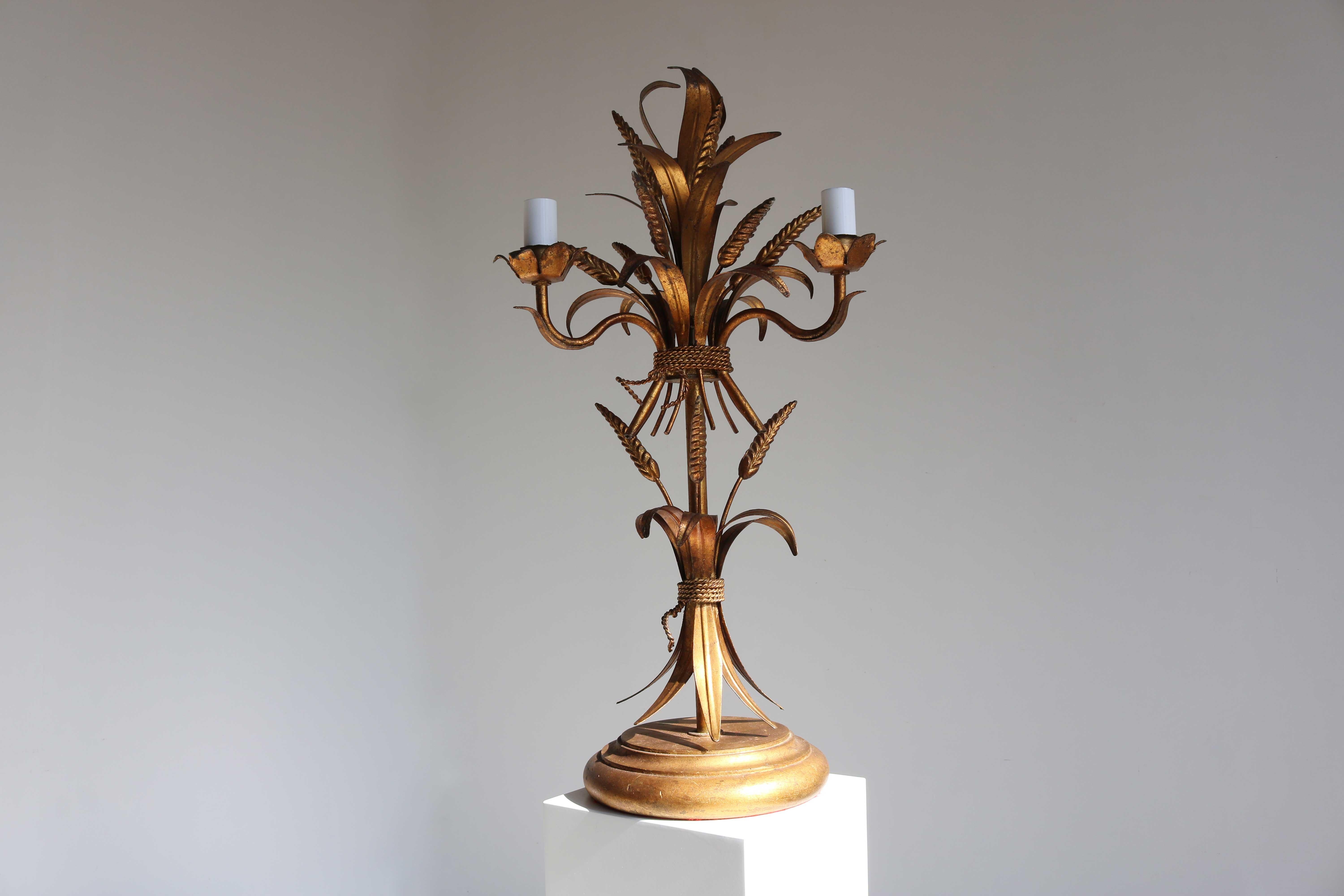 Gilt ‘Sheaf of Wheat’ Table Light, Florentine Table Lamp by Hans Kögl, 1960s For Sale 7
