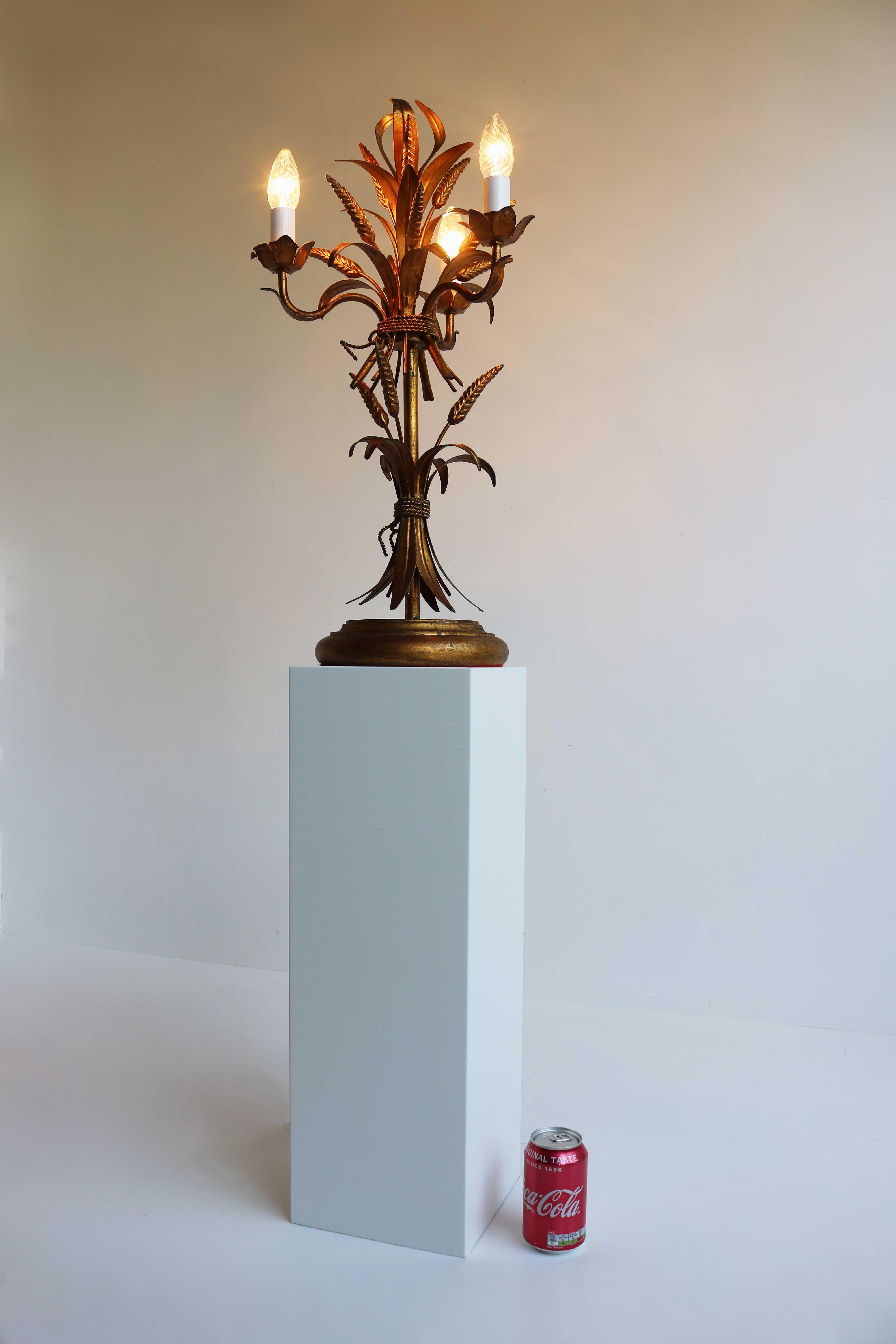 Gilt ‘Sheaf of Wheat’ Table Light, Florentine Table Lamp by Hans Kögl, 1960s For Sale 8