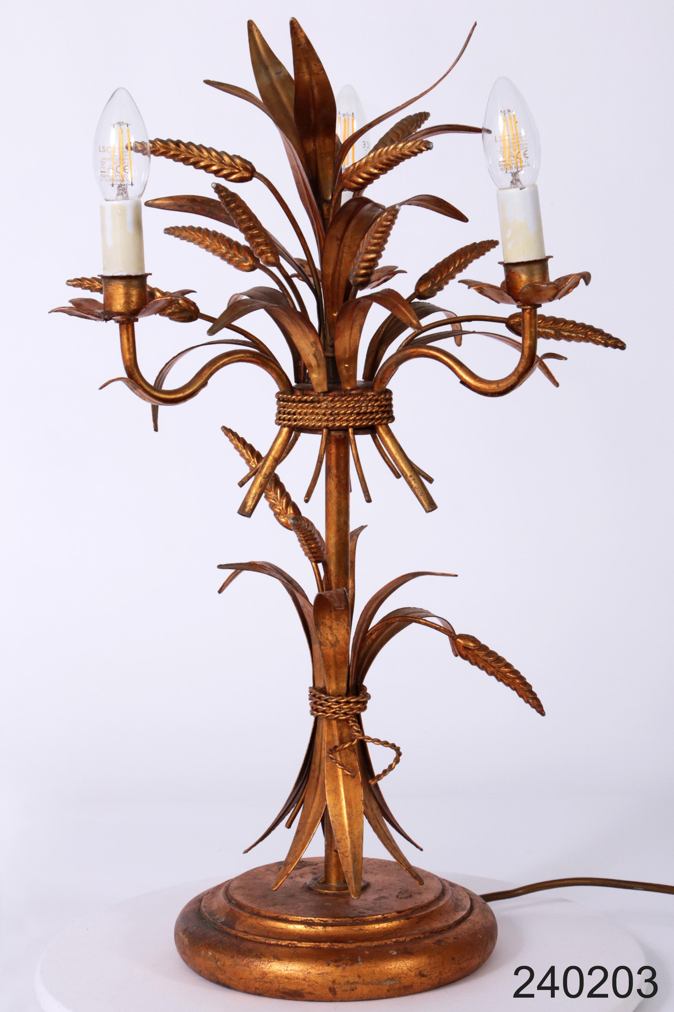 Gilt ‘Sheaf of Wheat’ Table Light, Florentine Table Lamp by Hans Kögl, 1960s For Sale 10