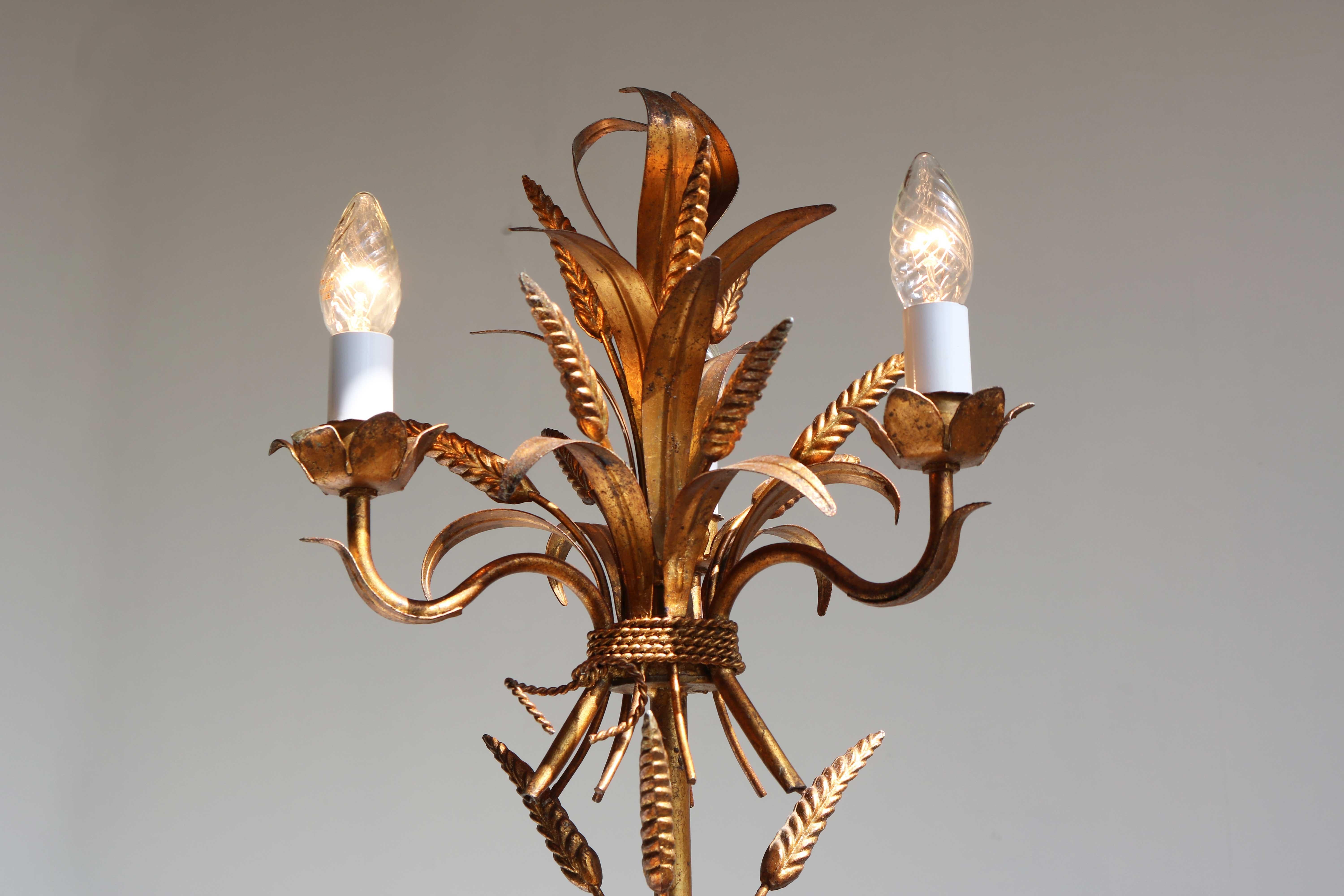 Hollywood Regency Gilt ‘Sheaf of Wheat’ Table Light, Florentine Table Lamp by Hans Kögl, 1960s For Sale