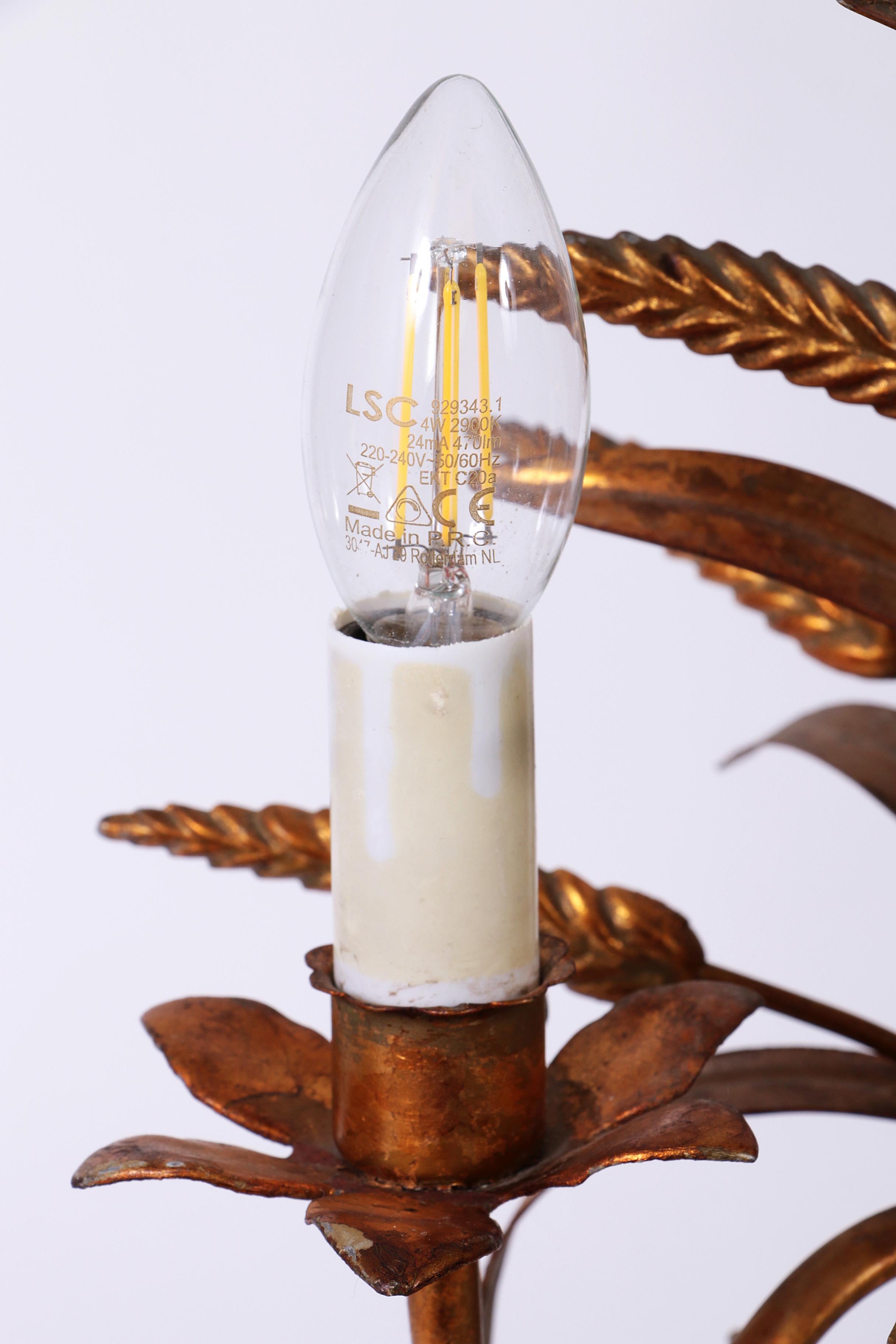 Gilt ‘Sheaf of Wheat’ Table Light, Florentine Table Lamp by Hans Kögl, 1960s For Sale 1