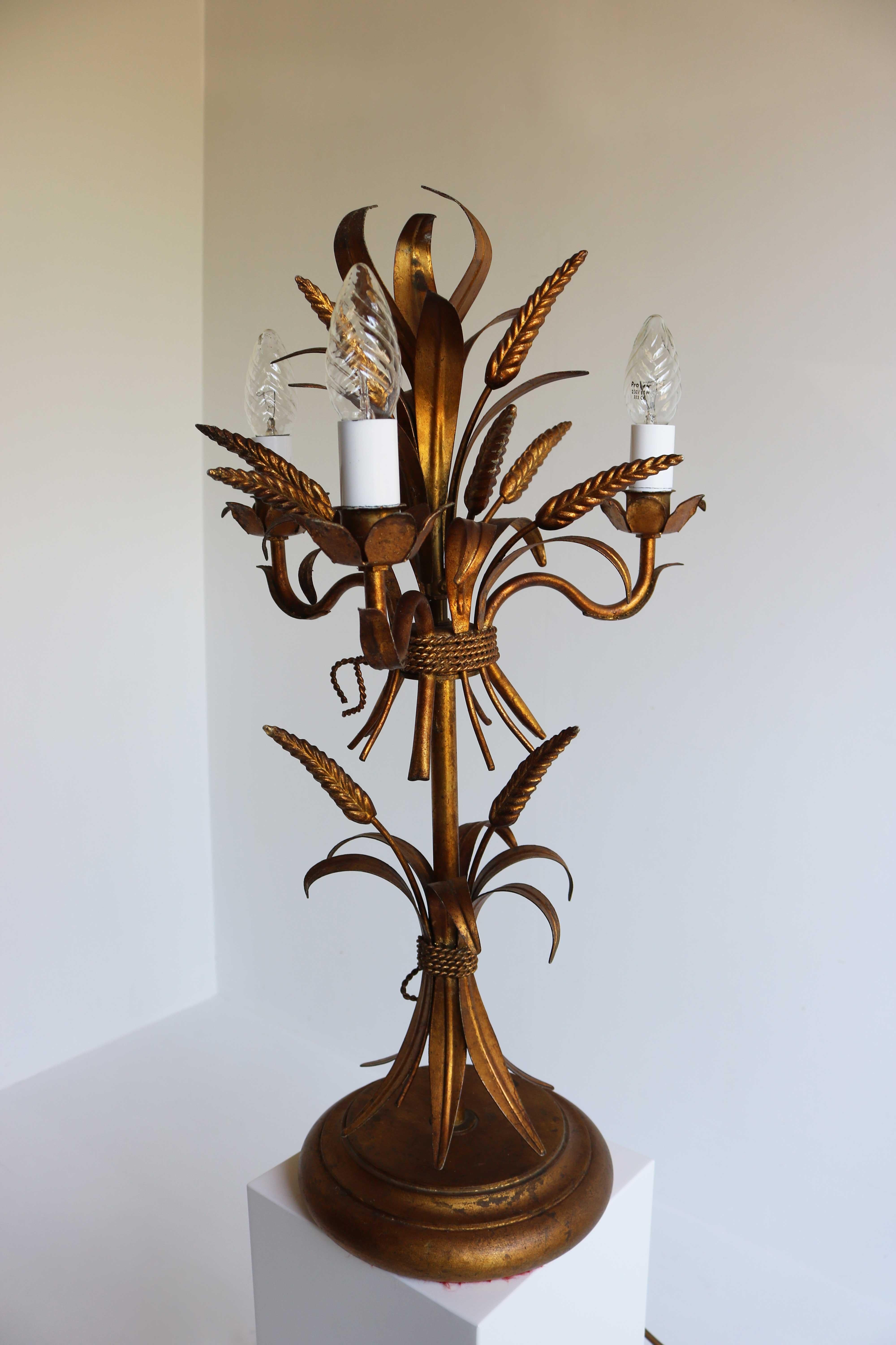 Gilt ‘Sheaf of Wheat’ Table Light, Florentine Table Lamp by Hans Kögl, 1960s For Sale 1