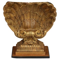 Gilt Shell Form Plaster Console with Faux Rouge Marble Top