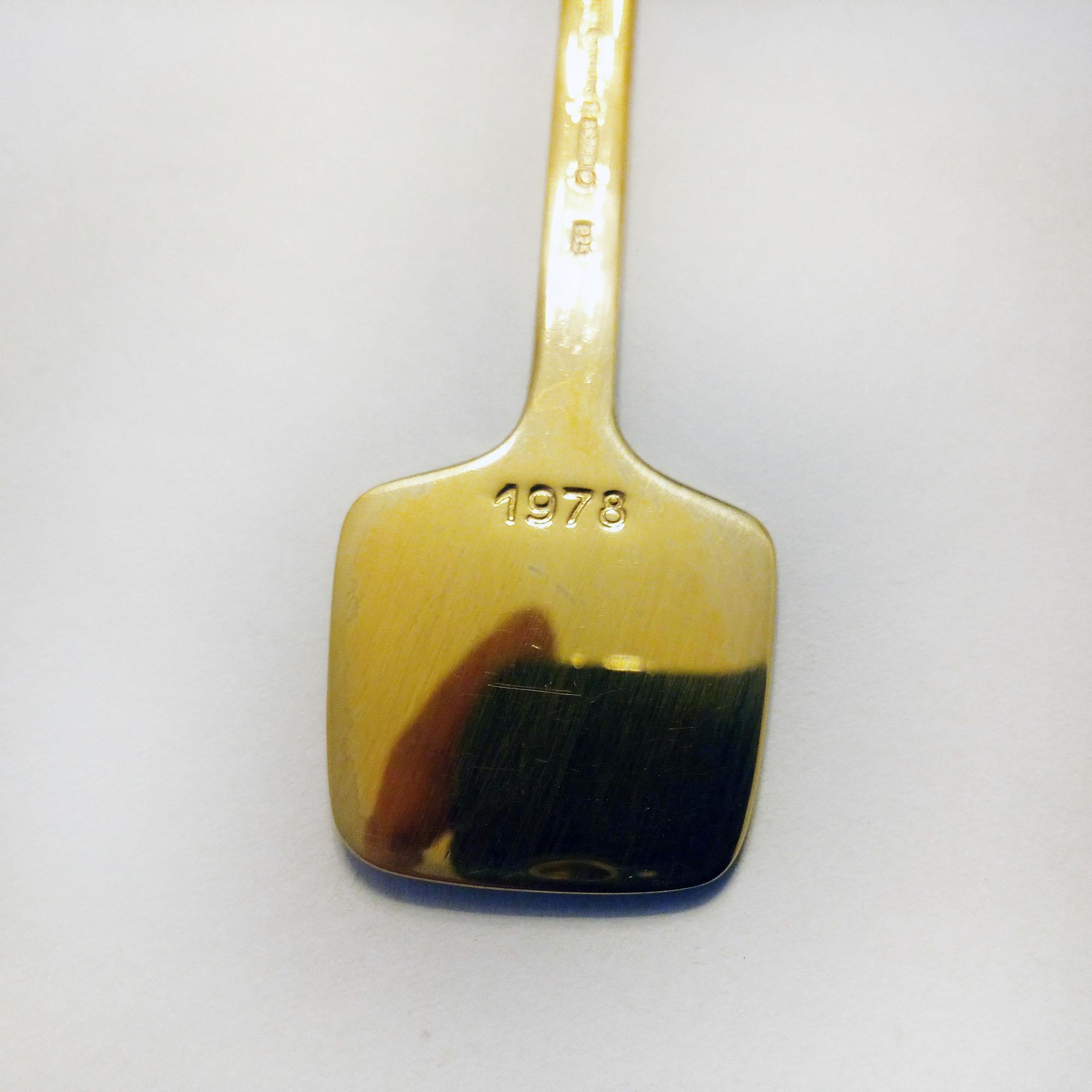 Jahreslöffel aus vergoldetem Silber Bernadotte 1978  im Angebot 1