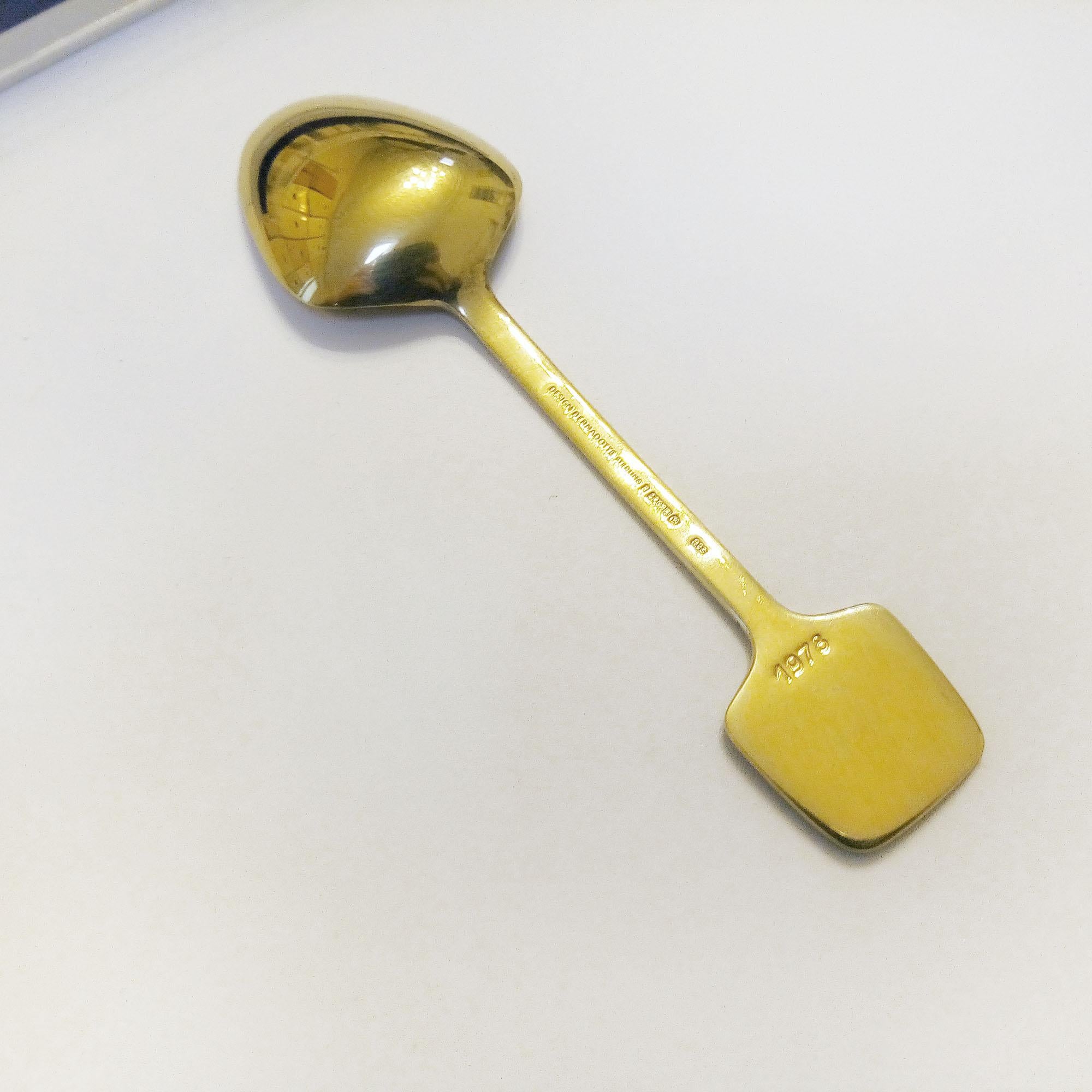 Cuchara Anual de Plata Dorada Diseño Bernadotte 1978 en venta 1
