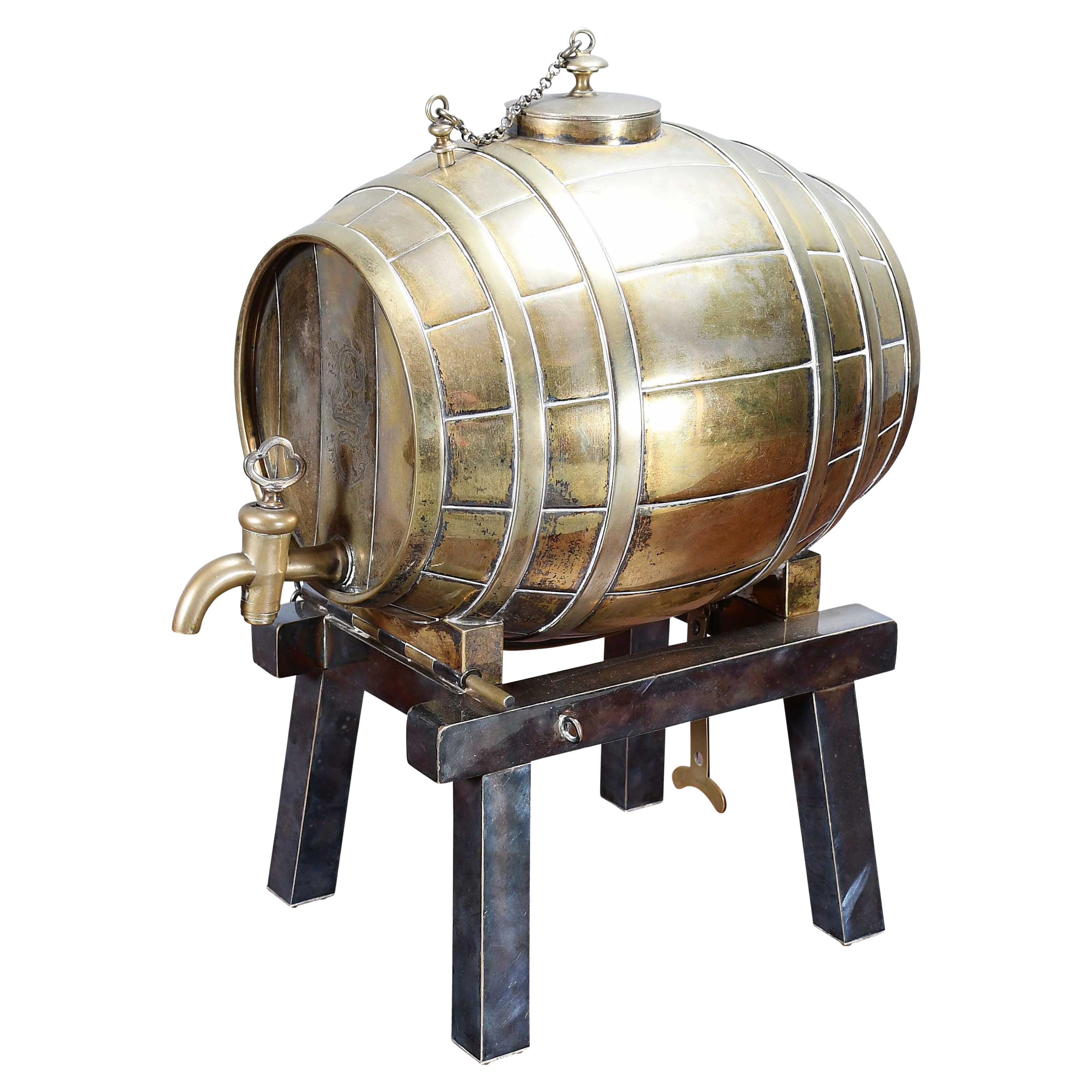 Gilt Silver Barrel-Shaped Decanter