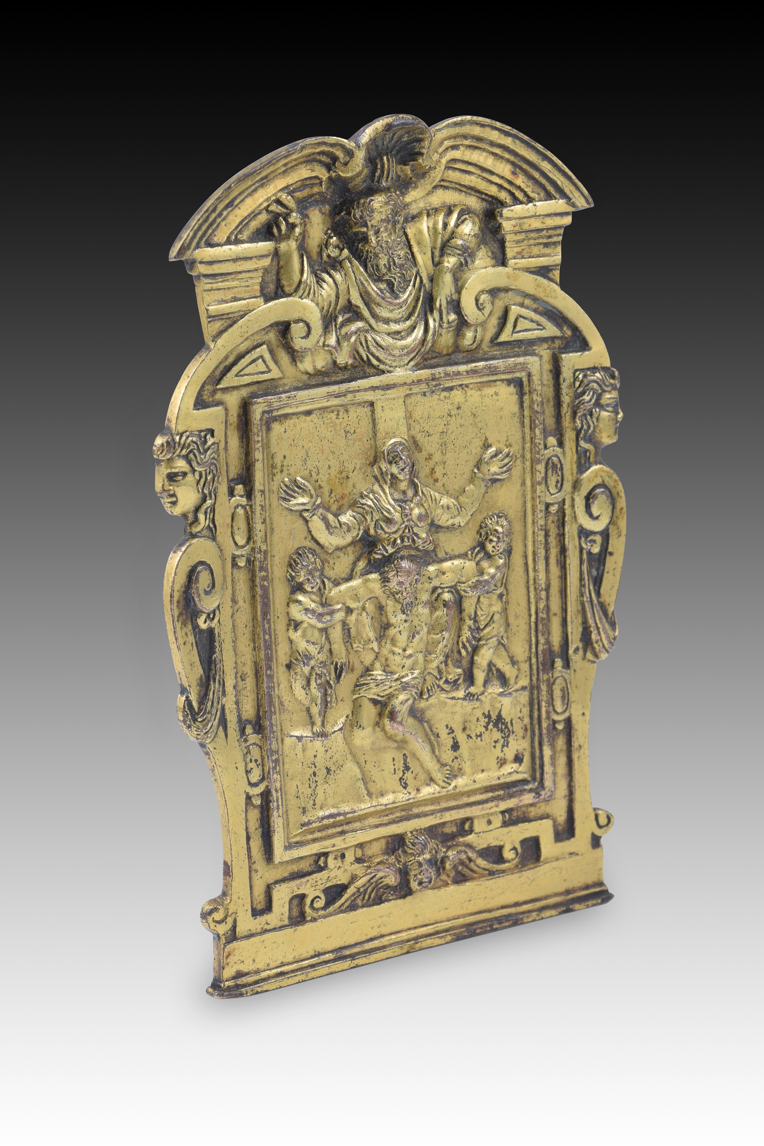 Friedenswächter, Barmherzigkeit. Goldene Bronze. Möglicherweise Rom, letztes Drittel des 16. Jahrhunderts - erstes Viertel des 17. Jahrhunderts, nach dem Vorbild von Michelangelo Buonarroti.
 Vergoldeter Bronzeteller mit einem Henkel auf der
