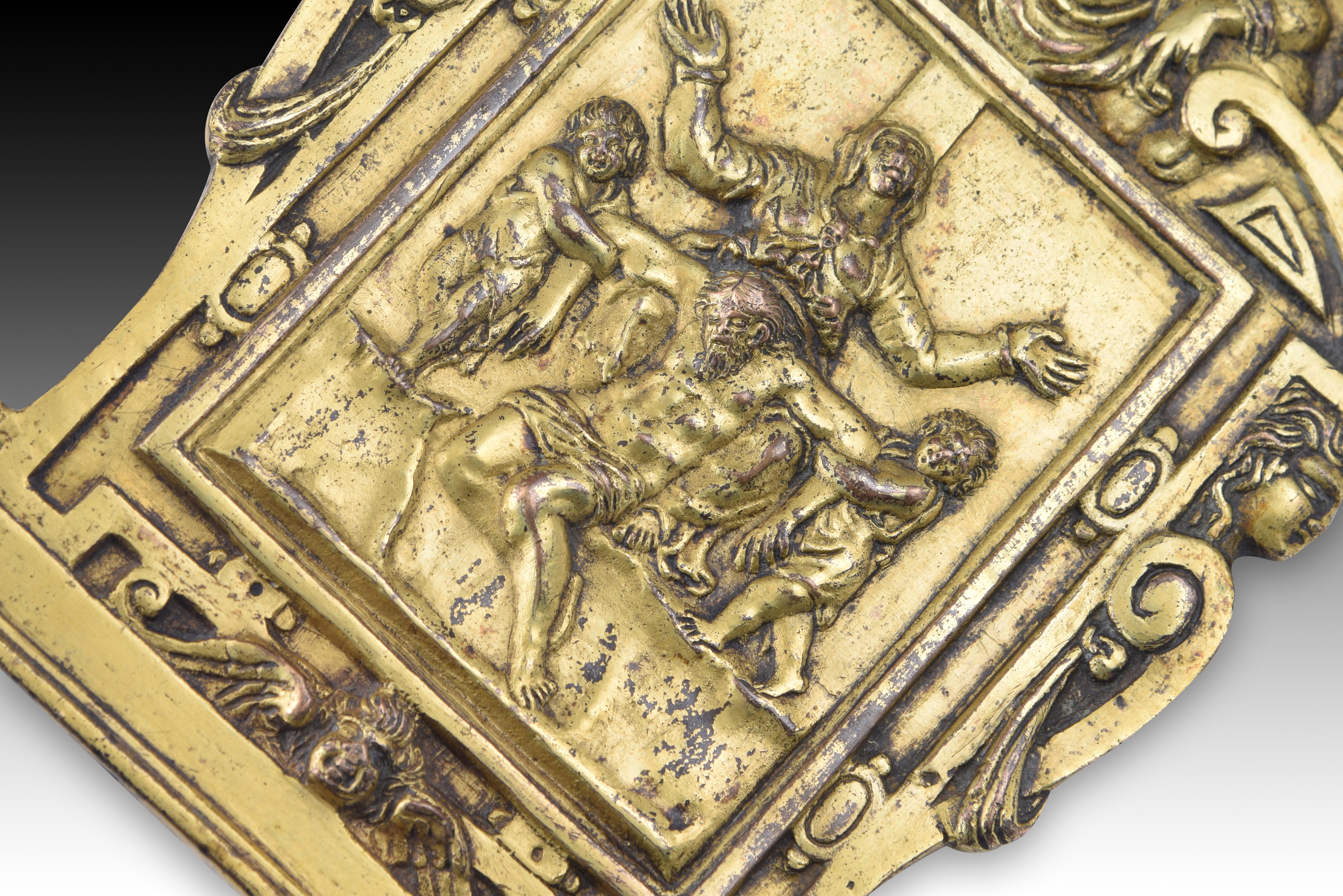 Tableau de pax en bronze doré, Pietà. XVIe-XVIIe siècles, d'après Michelangelo Buonarroti en vente 1
