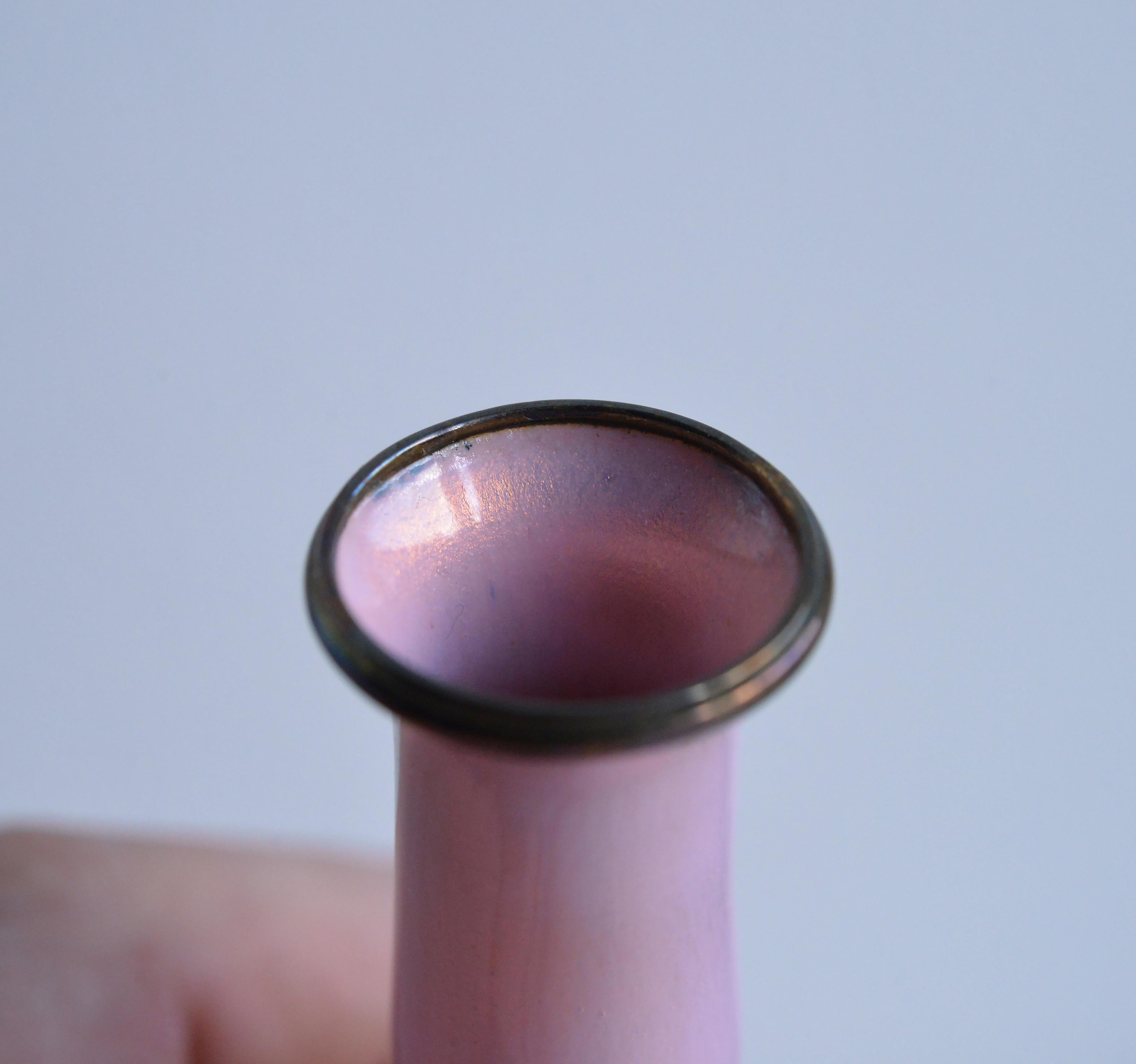 20th Century Gilt Silver Pink Enamel Miniature Vase early 20th century Finnish Master For Sale
