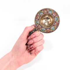 Vergoldetes Silber & mehrfarbiges Emaille Plique A Jour (Stained glass) Teesieb