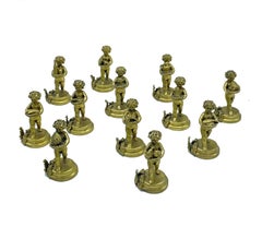 Gilt Silver Putti Place Card Holders, Set of 12, Italy, 1950s