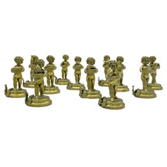 Vintage Gilt Silver Putti Place Card Holders, Set of 12, Italy, 1950s