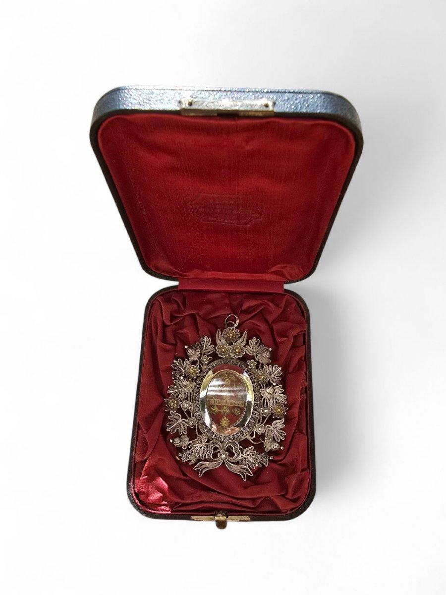 Romantique Reliquaire en argent doré - 19e siècle en vente