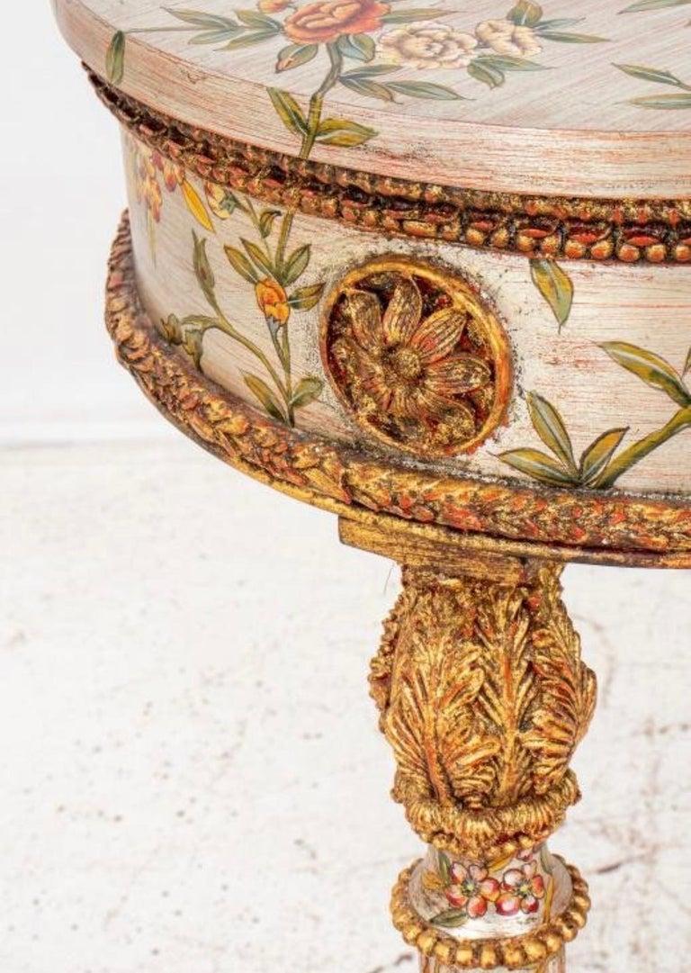 Gilt, Silvered and Hand Painted Kidney Dressing Table, Desk, Louis XVI Manner 4
