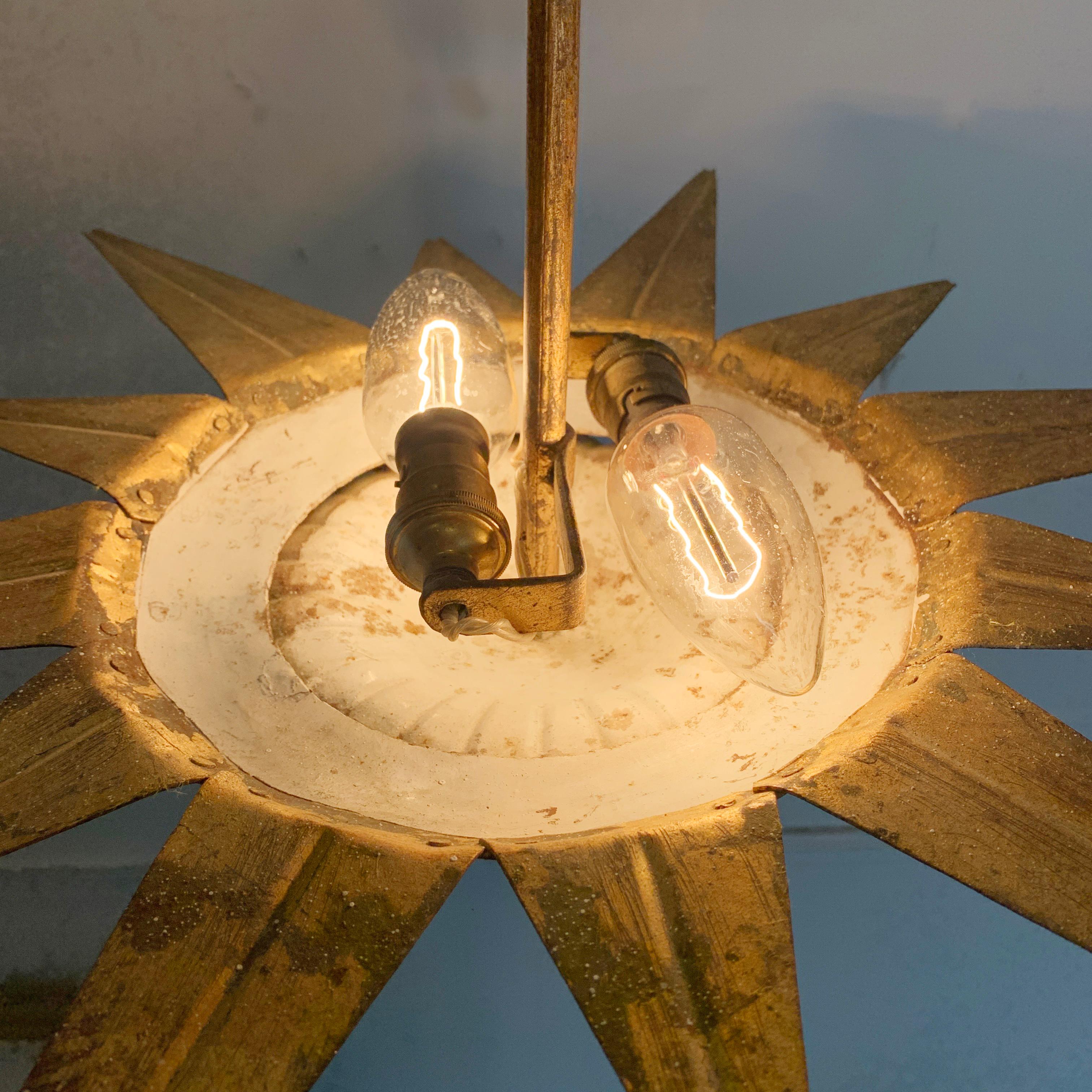 20th Century Gilt Spanish Sunburst Light, 1950’S