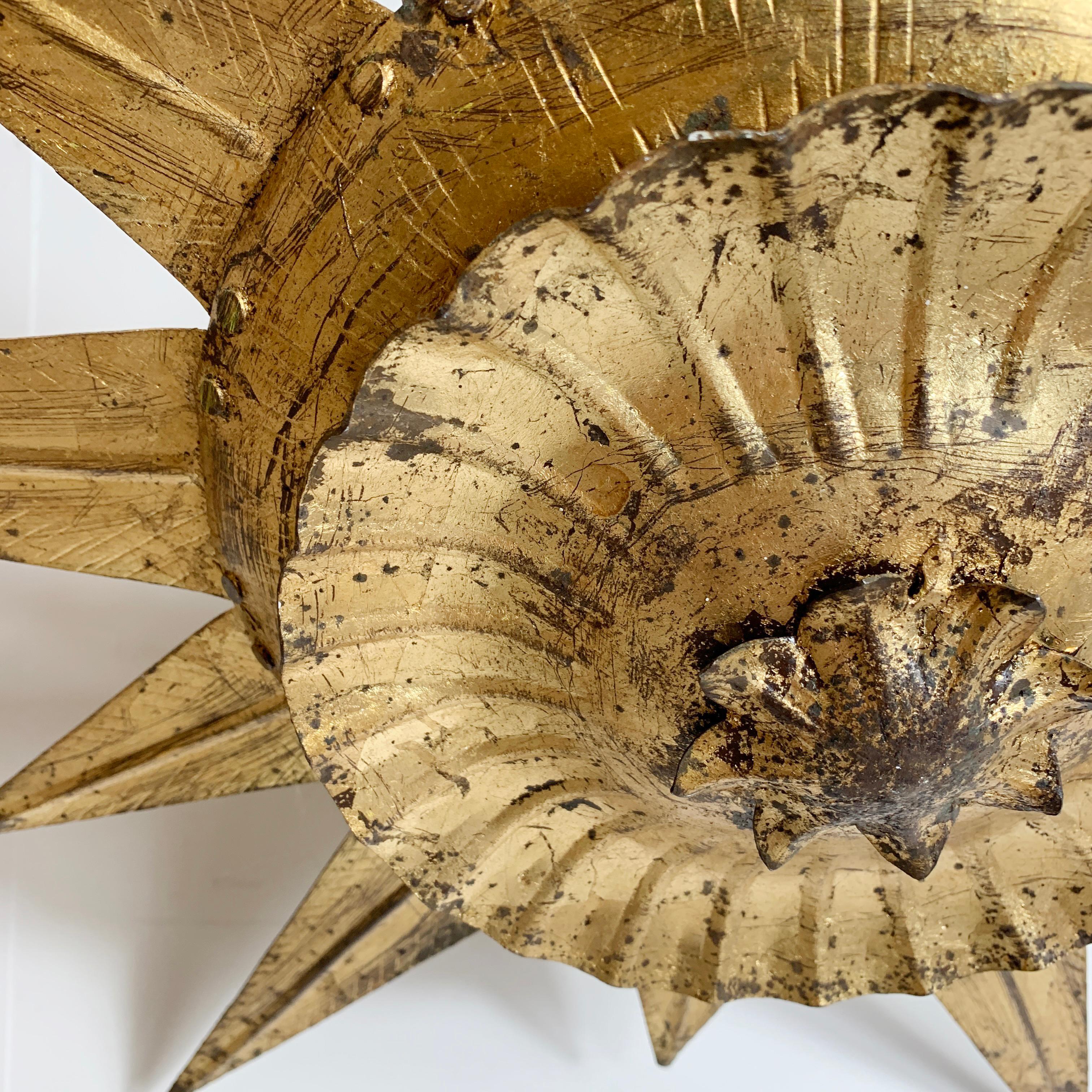 Gilt Spanish Sunburst Light, 1950’S 3