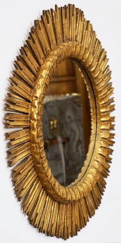 Gilt Starburst or Sunburst Mirror from France (Diameter 26)