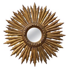 Gilt Starburst or Sunburst Mirror from Spain (Diameter 18)