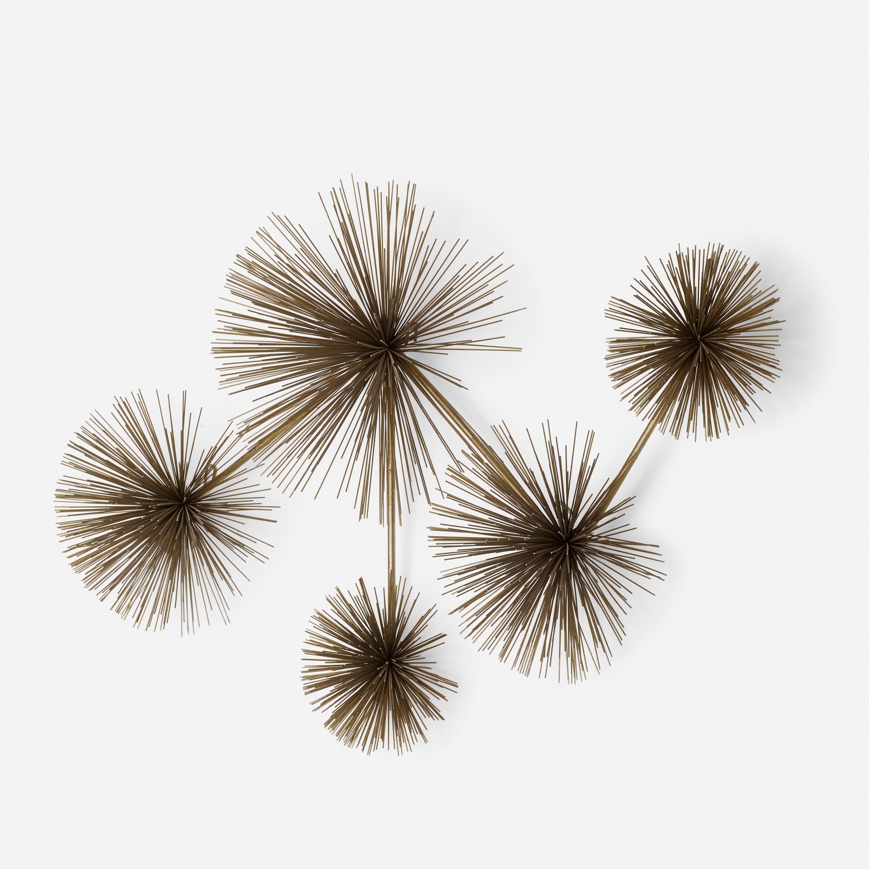 Gilt Steel Sea Urchin wall sculpture by Curtis Jere
Signed and dated to frame ‘C. Jere 1975’.