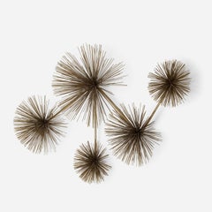 Gilt Steel Sea Urchin Wall Sculpture by Curtis Jere