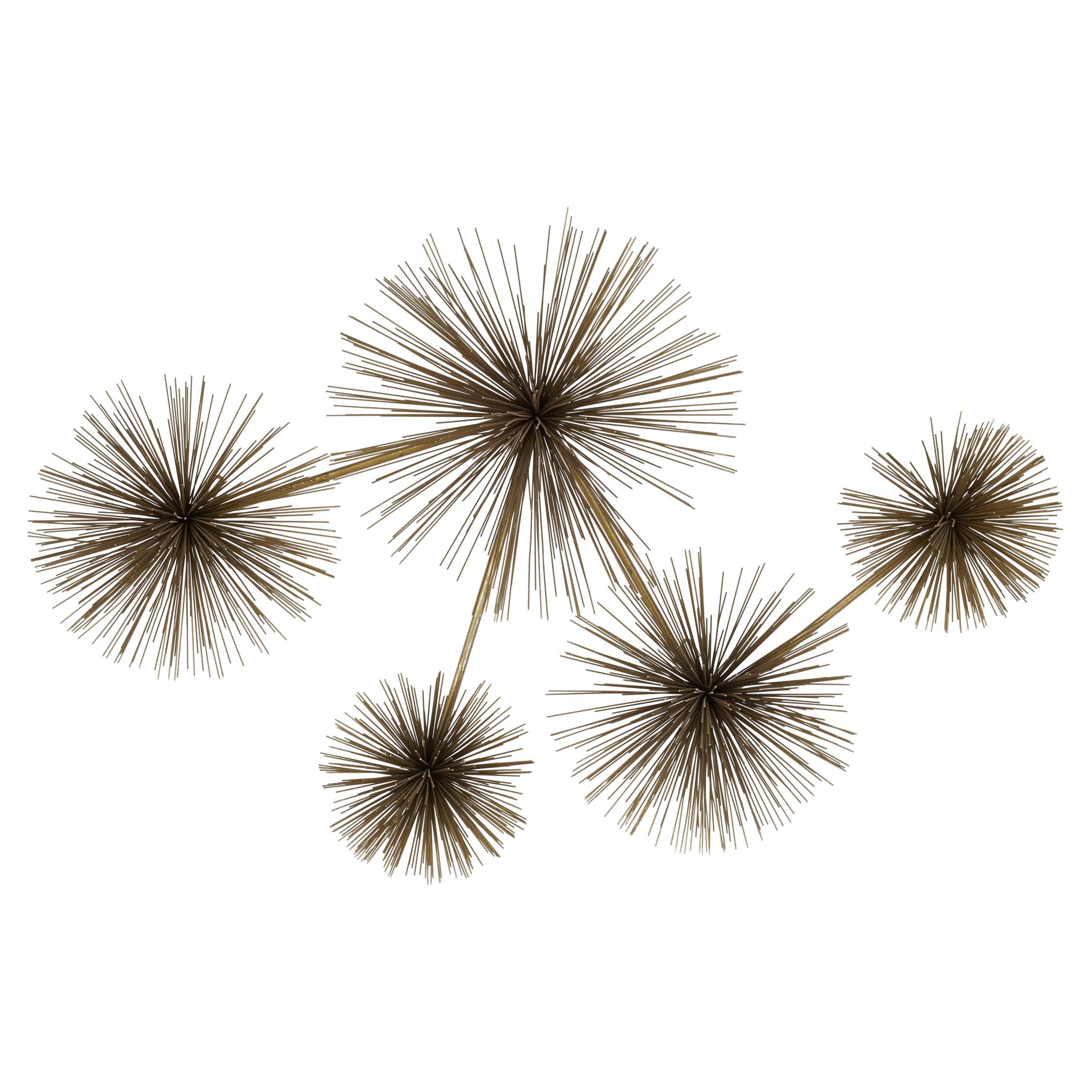 Gilt Steel Sea Urchin Wall Sculpture by Curtis Jere For Sale